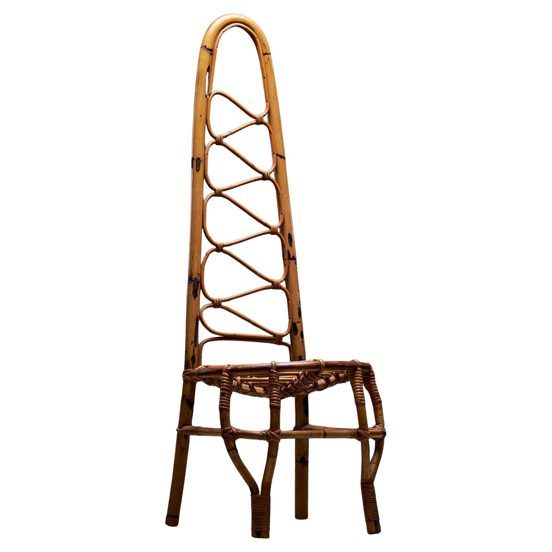 High Back Bamboo Chair, 1960s