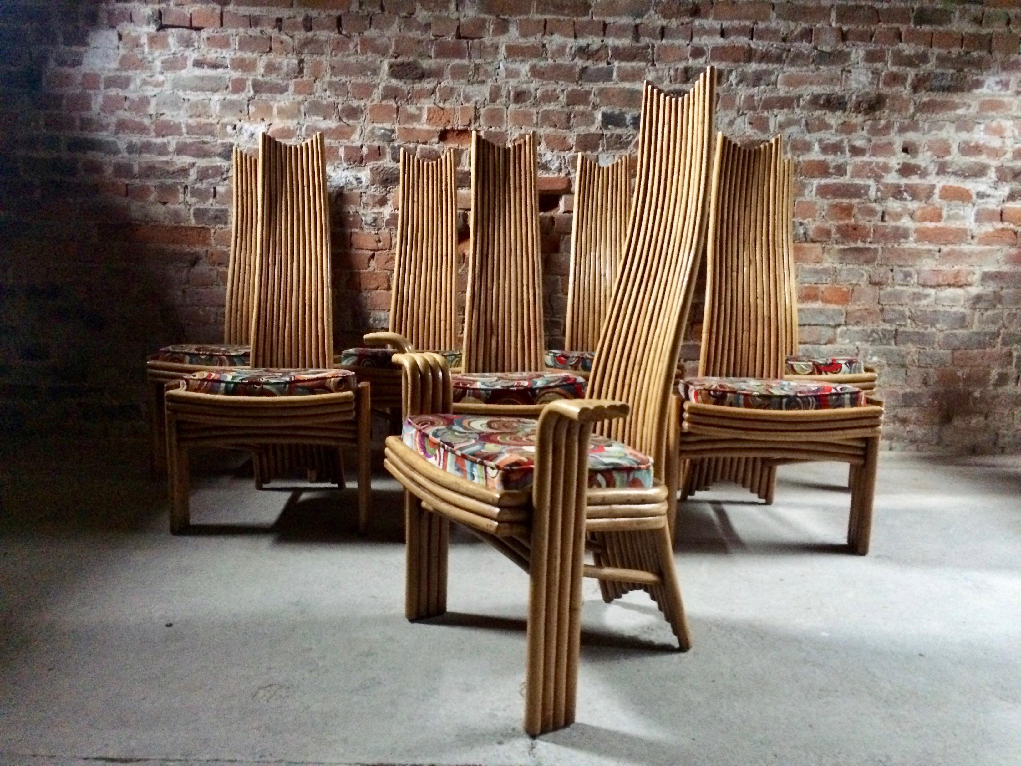 Missoni Dining Chairs High Back Bamboo Set of Eight Stunning 2