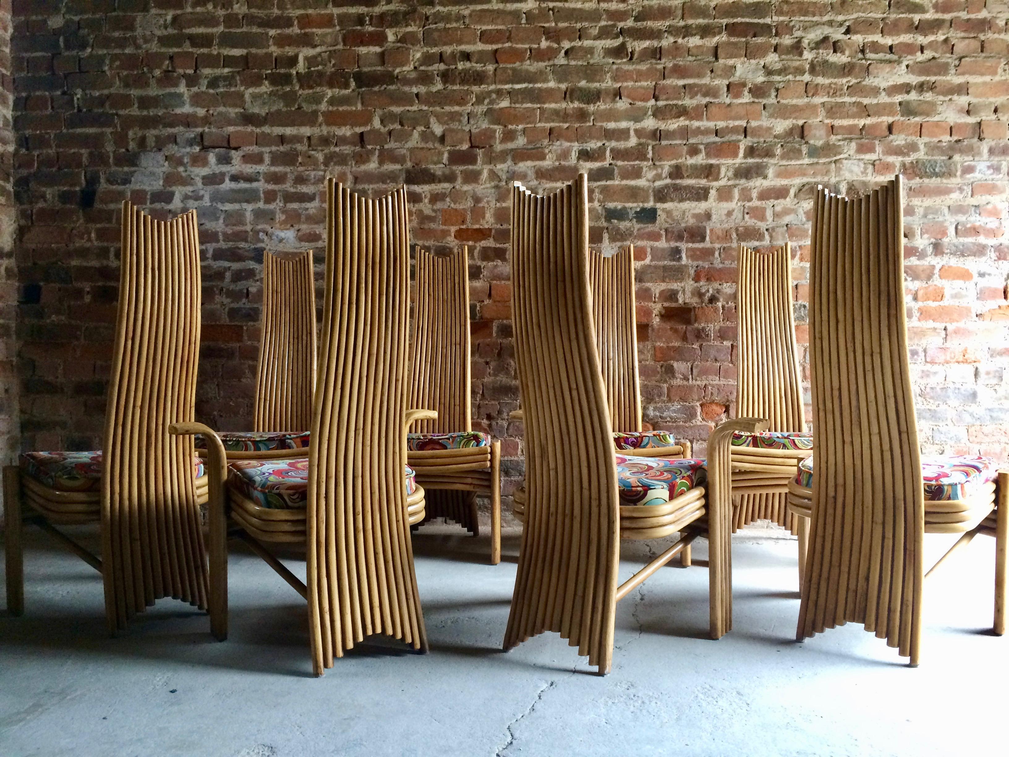 Missoni Dining Chairs High Back Bamboo Set of Eight Stunning 9