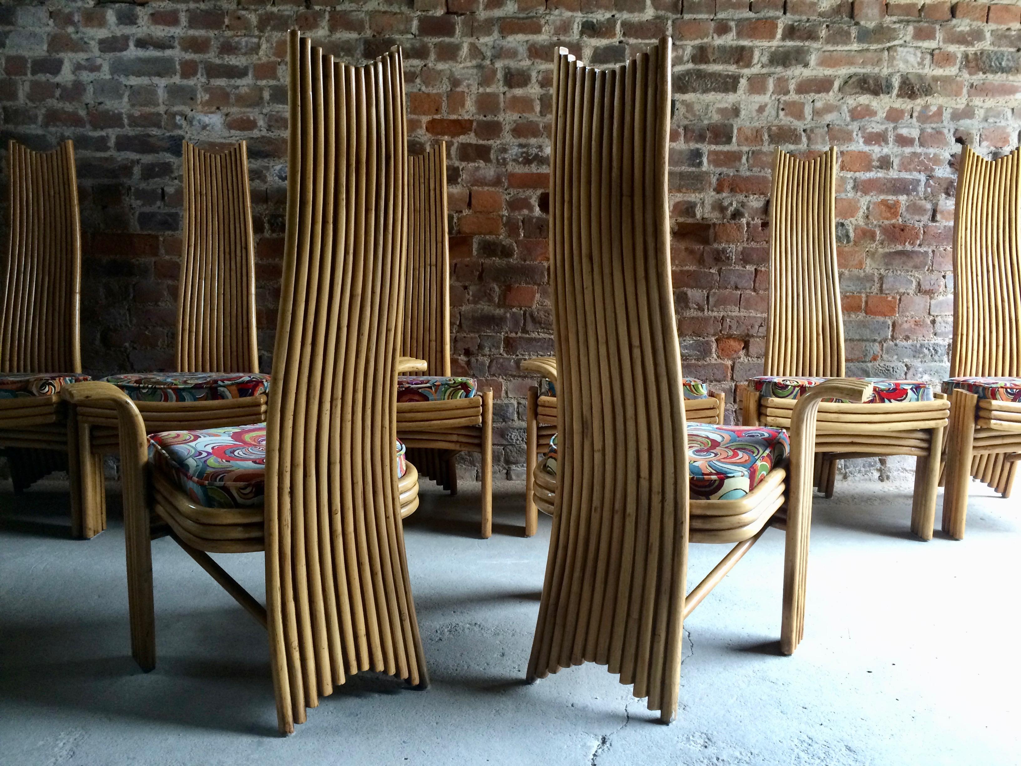 Missoni Dining Chairs High Back Bamboo Set of Eight Stunning 10