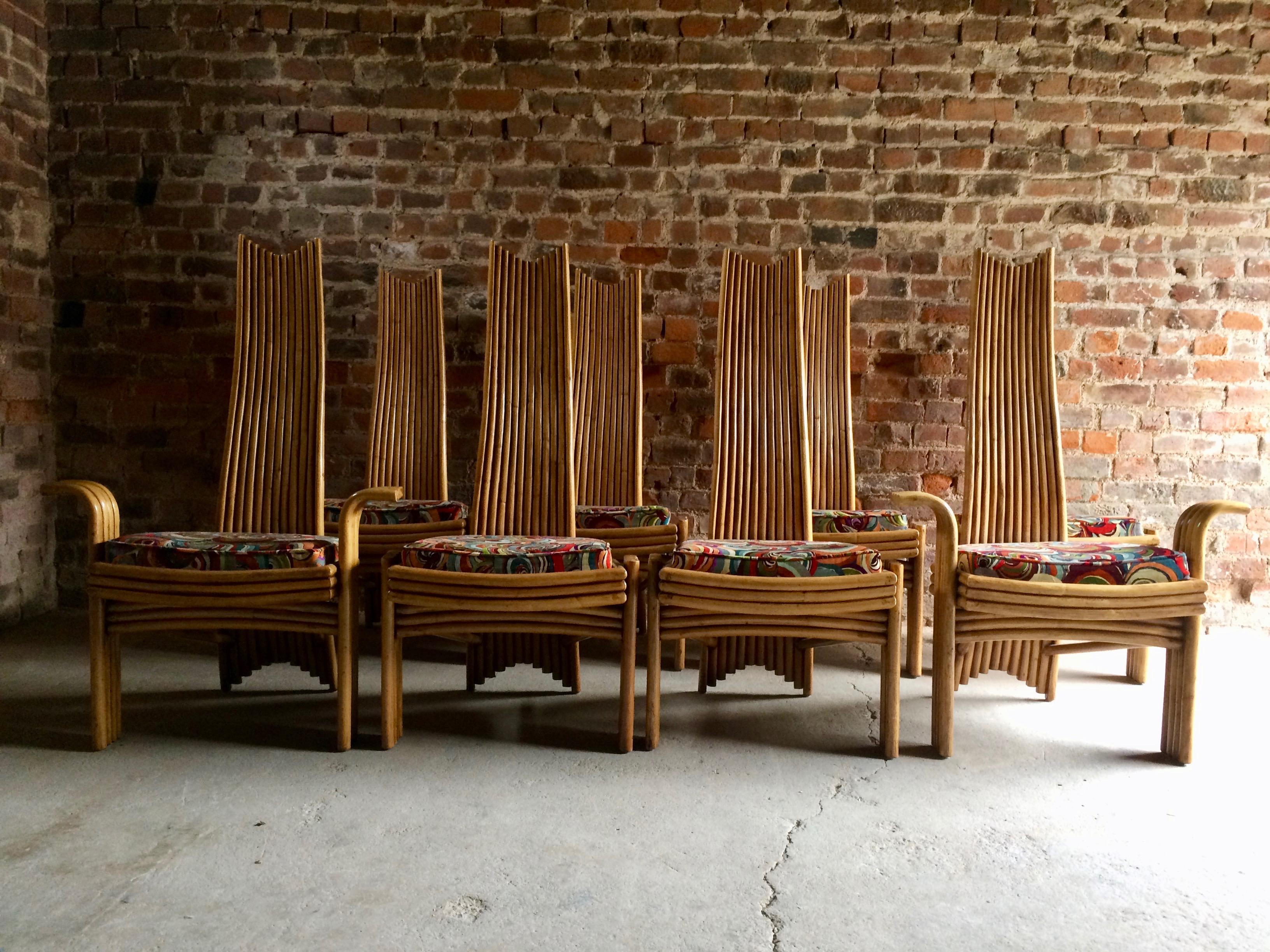 Italian Missoni Dining Chairs High Back Bamboo Set of Eight Stunning