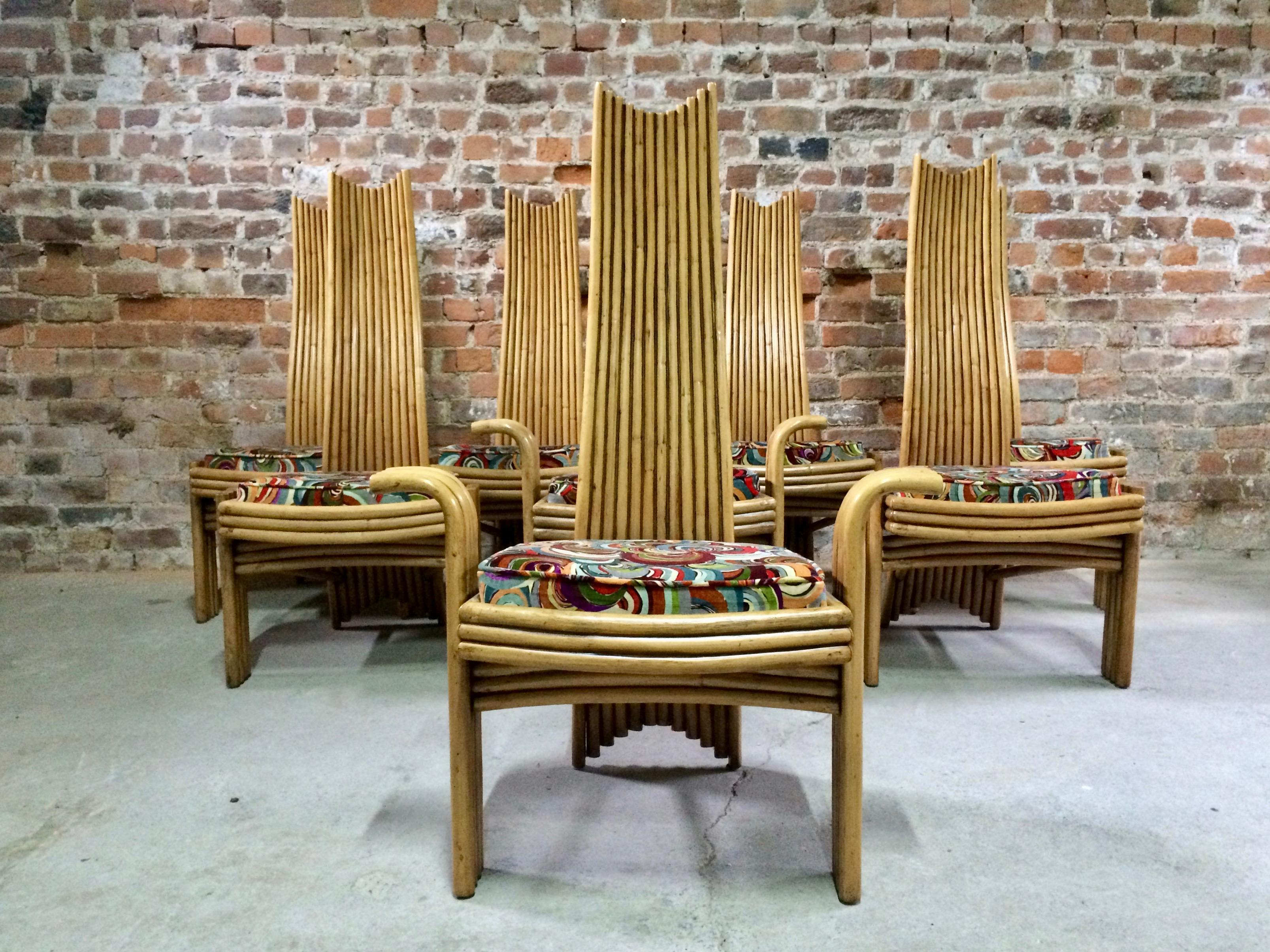 Contemporary Missoni Dining Chairs High Back Bamboo Set of Eight Stunning
