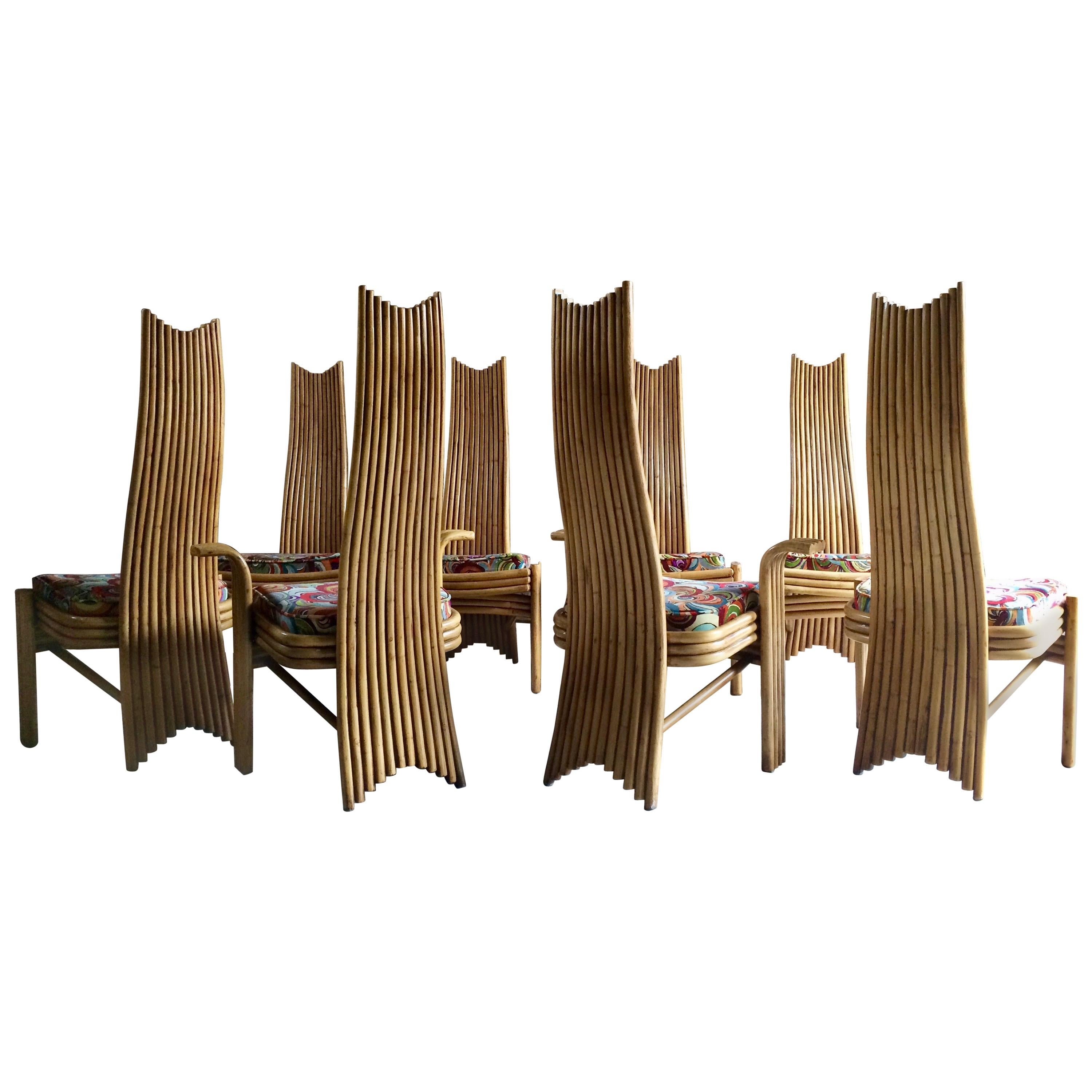Missoni Dining Chairs High Back Bamboo Set of Eight Stunning