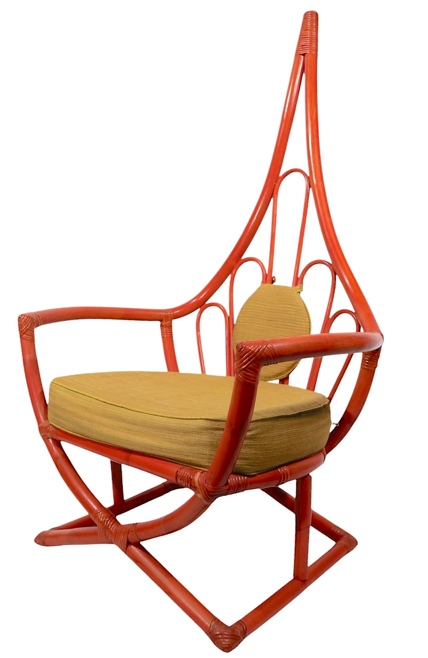 Silla de salón con respaldo alto de bambú de Henry Olko para Willow Reed c. 1970's en venta 5