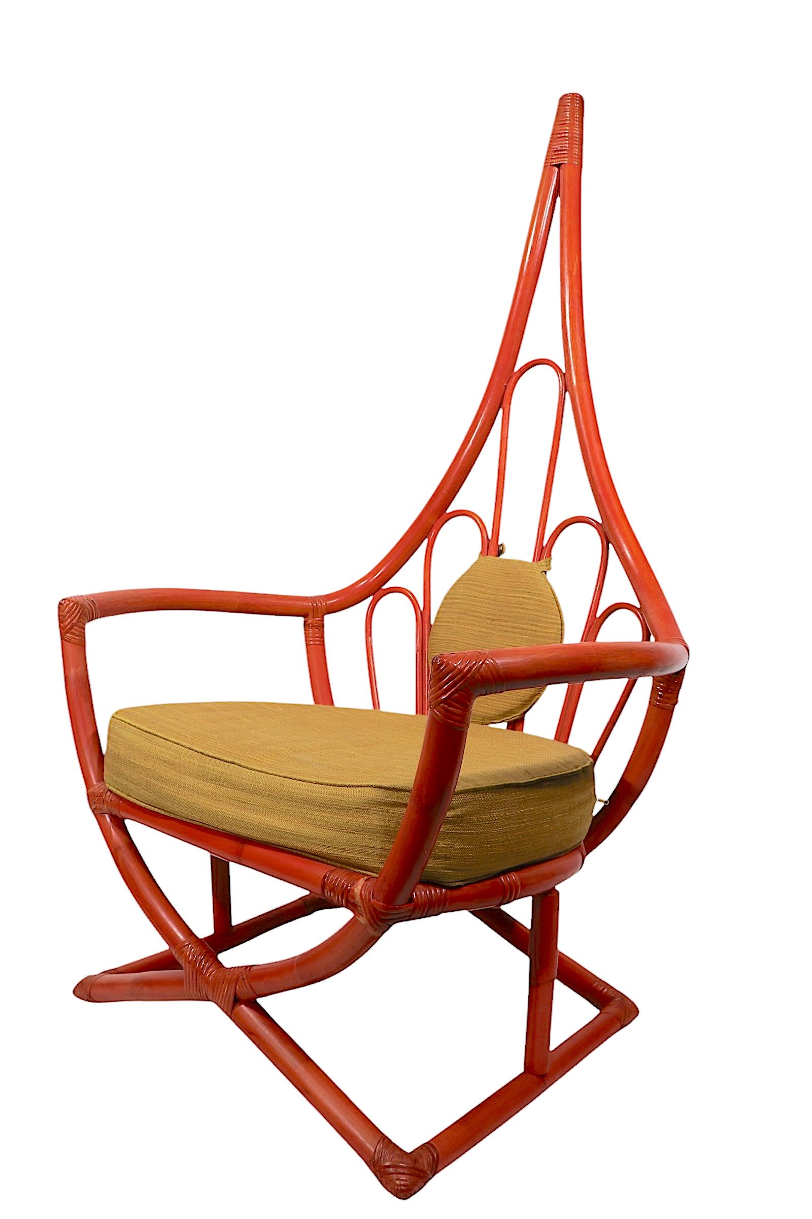 Silla de salón con respaldo alto de bambú de Henry Olko para Willow Reed c. 1970's en Bueno estado para la venta en New York, NY