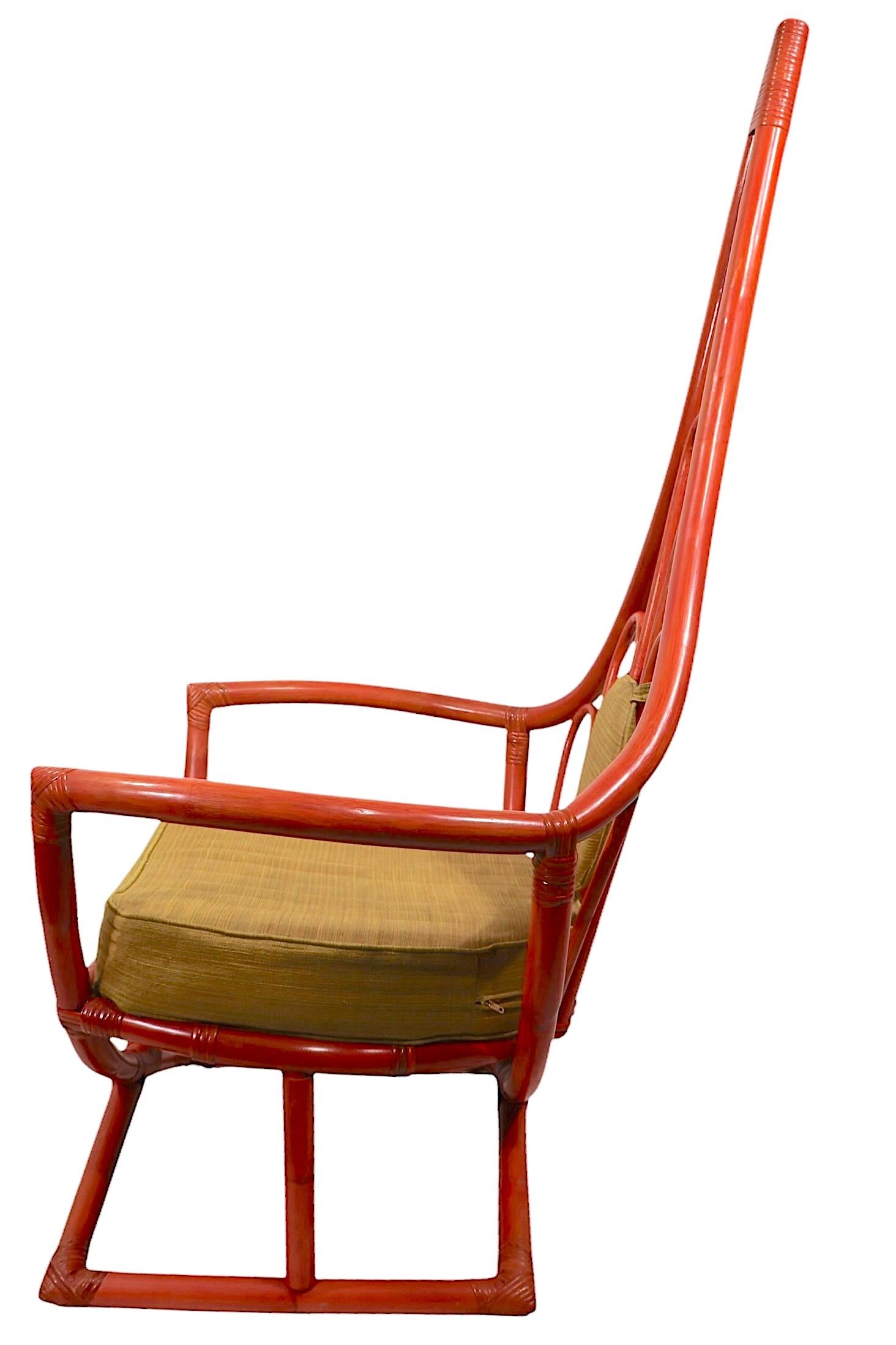 Silla de salón con respaldo alto de bambú de Henry Olko para Willow Reed c. 1970's siglo XX en venta
