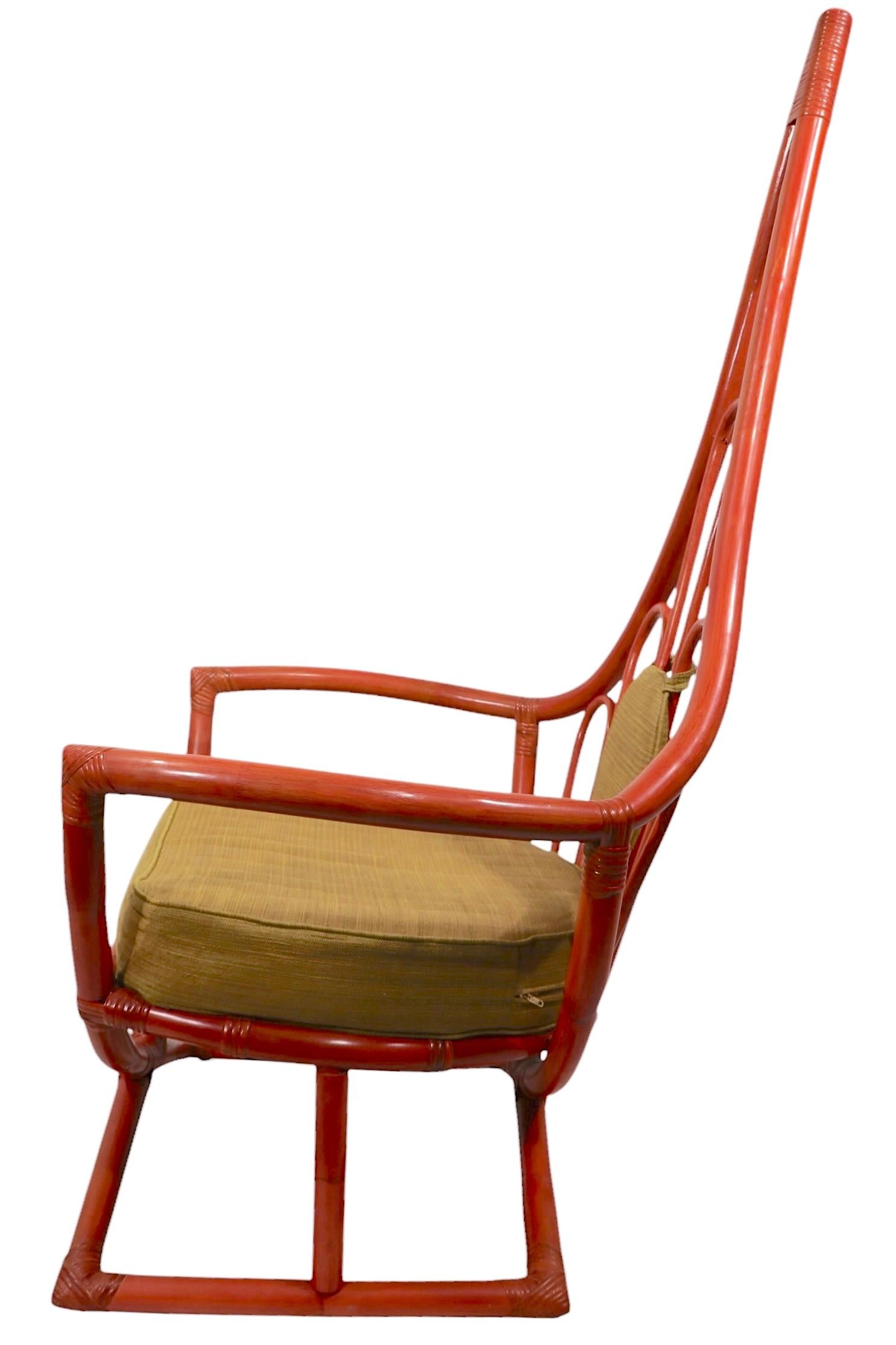 Silla de salón con respaldo alto de bambú de Henry Olko para Willow Reed c. 1970's en venta 2