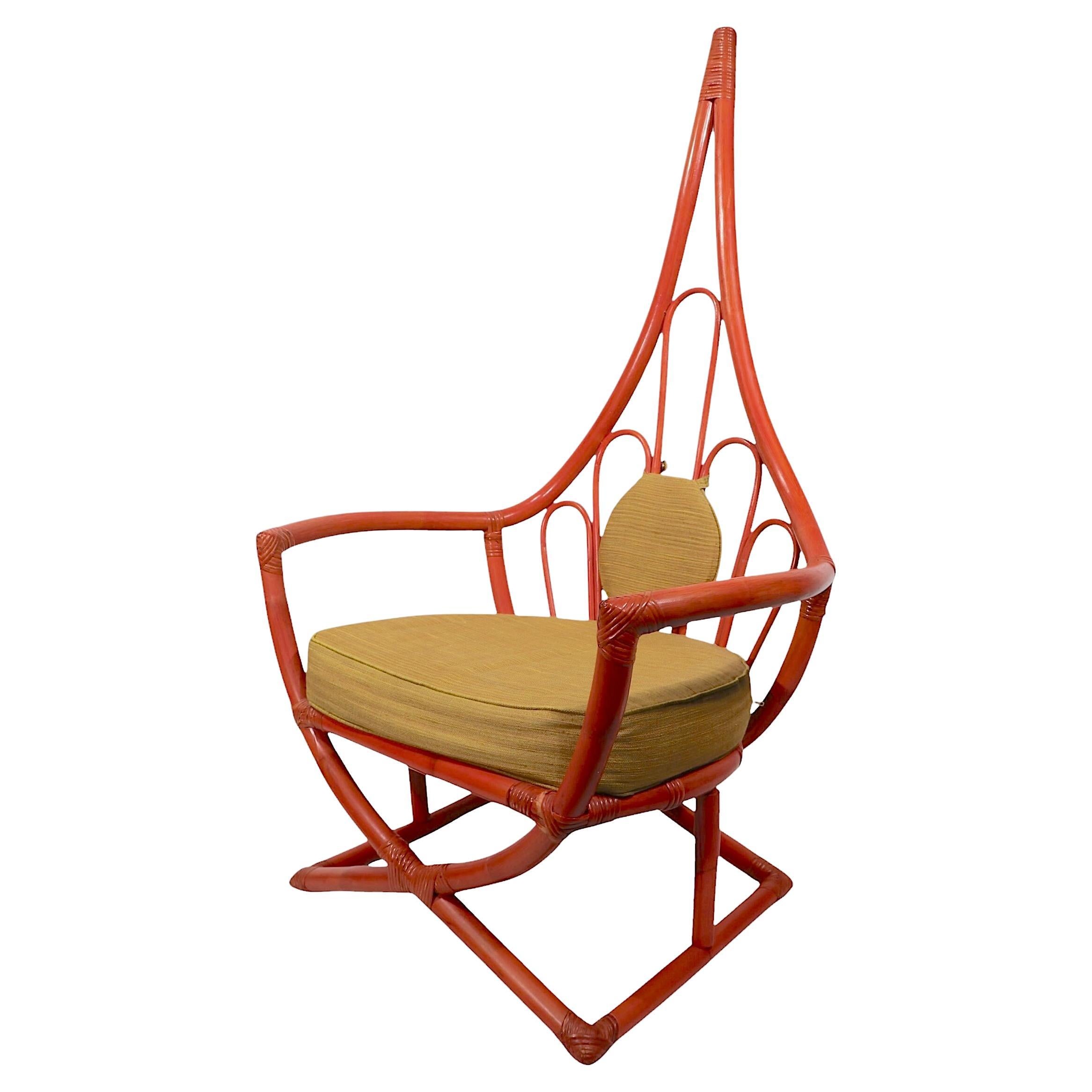 High Back Bamboo Lounge Chair by Henry Olko for Willow Reed c. 1970's