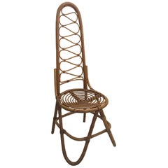 Rare chaise en rotin Dirk Van Sliedregt Rohe Noordwolde à haut dossier:: Pays-Bas 1950