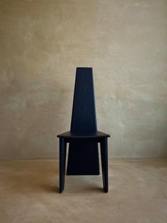 Contemporary Hand-sculpted Black Wood High Back Chair by kar