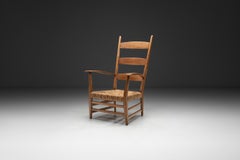 High-Back Chair with Wicker Seat by Bas van Pelt, The Netherlands 1940s