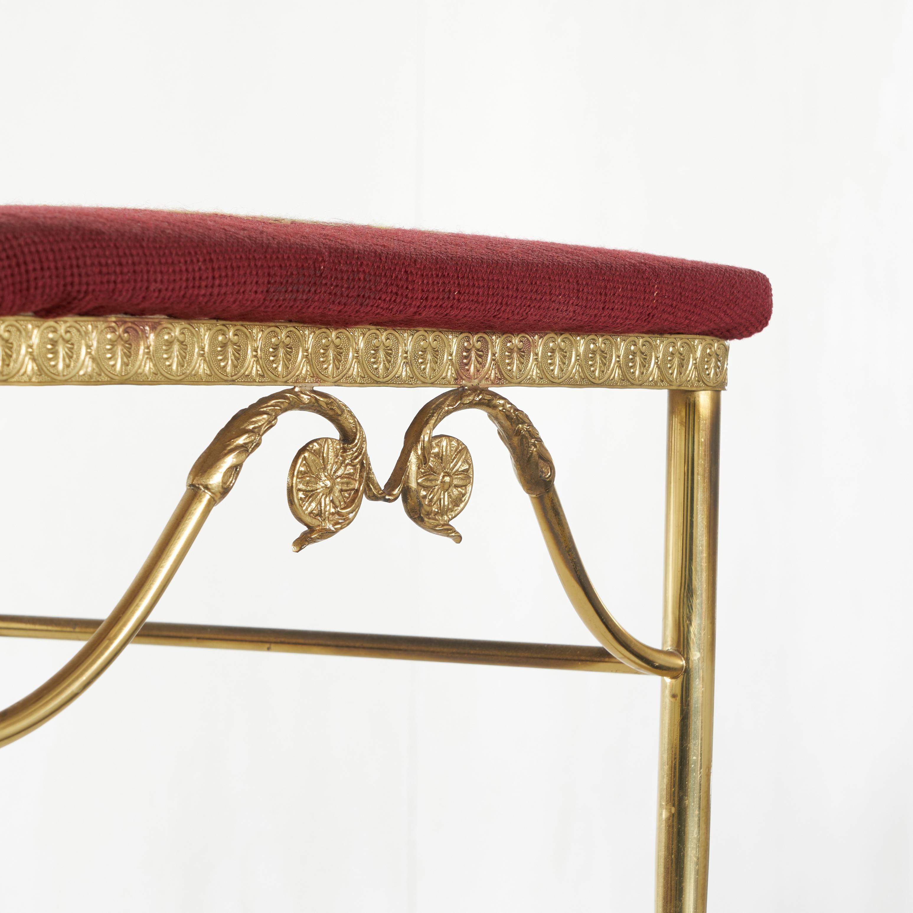 Hand-Crafted High Back Chiavari Chair in Brass and Embroidery, 1960s For Sale