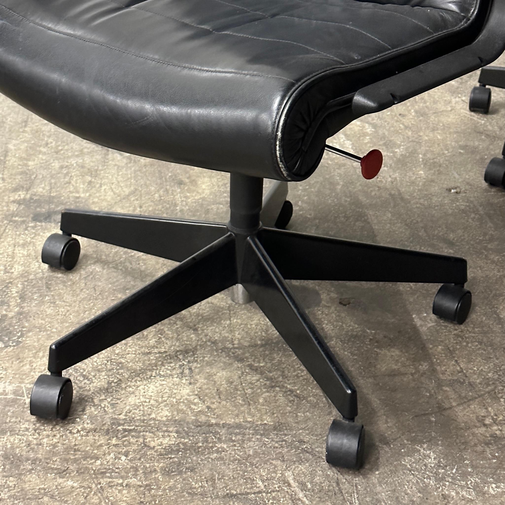  Height adjustable, tilt adjustable, and lumbar adjustable. Swivels.

Price is for the set. Contact us if you'd like to purchase a single item.
