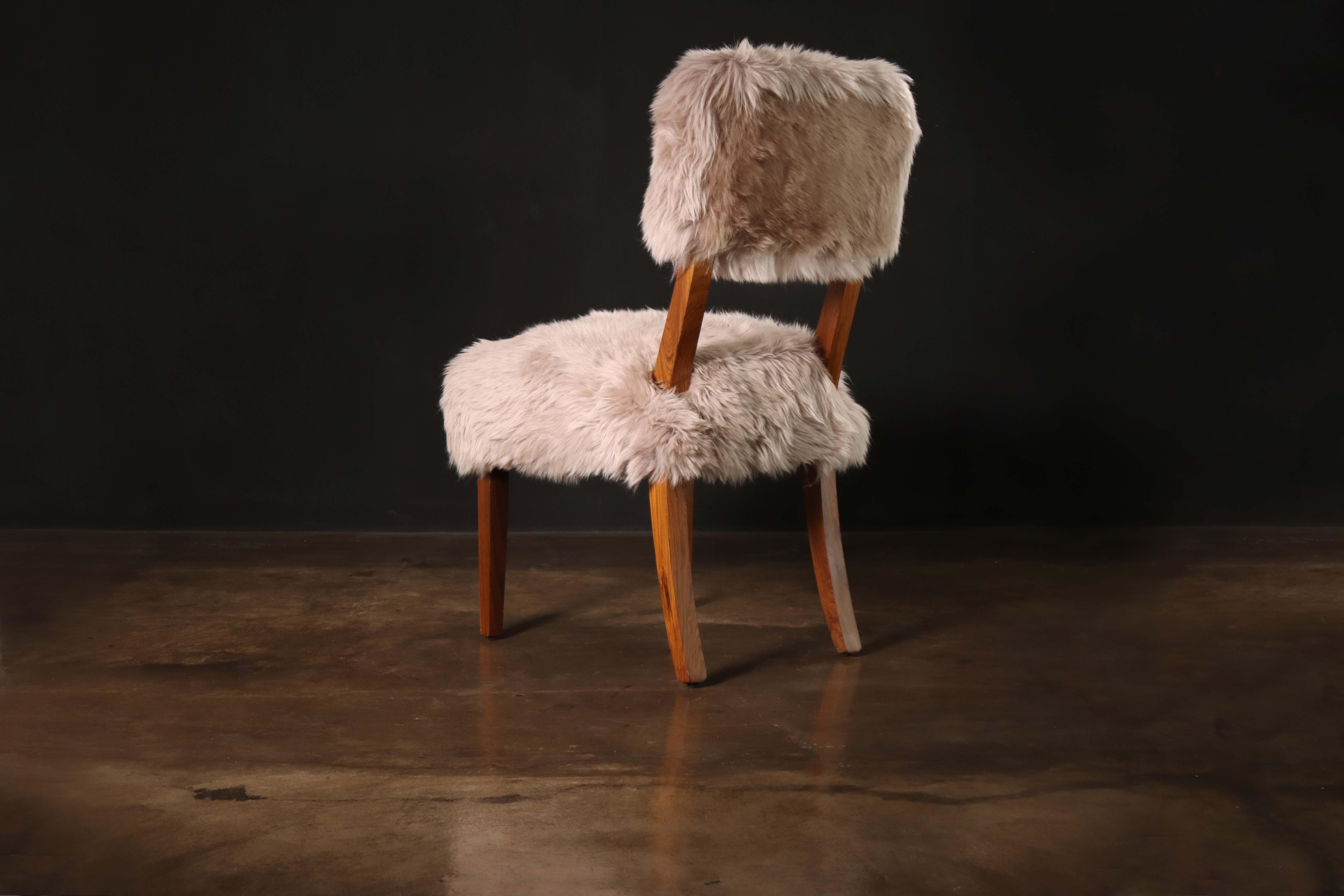 Modern High-Back Dining Chair in Argentine Rosewood and Sheepskin from Costantini, Luca For Sale