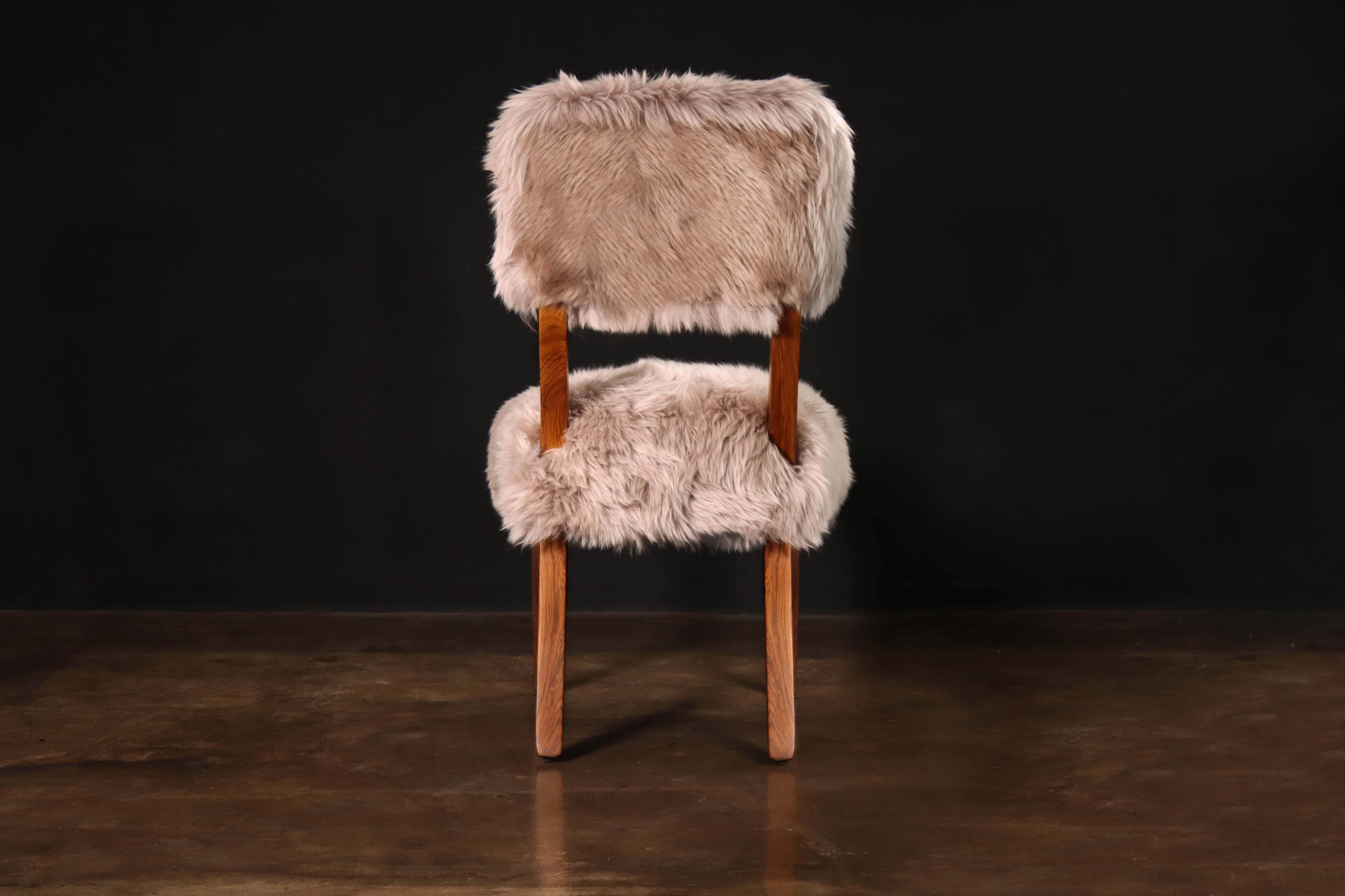 Contemporary High-Back Dining Chair in Argentine Rosewood and Sheepskin from Costantini, Luca For Sale