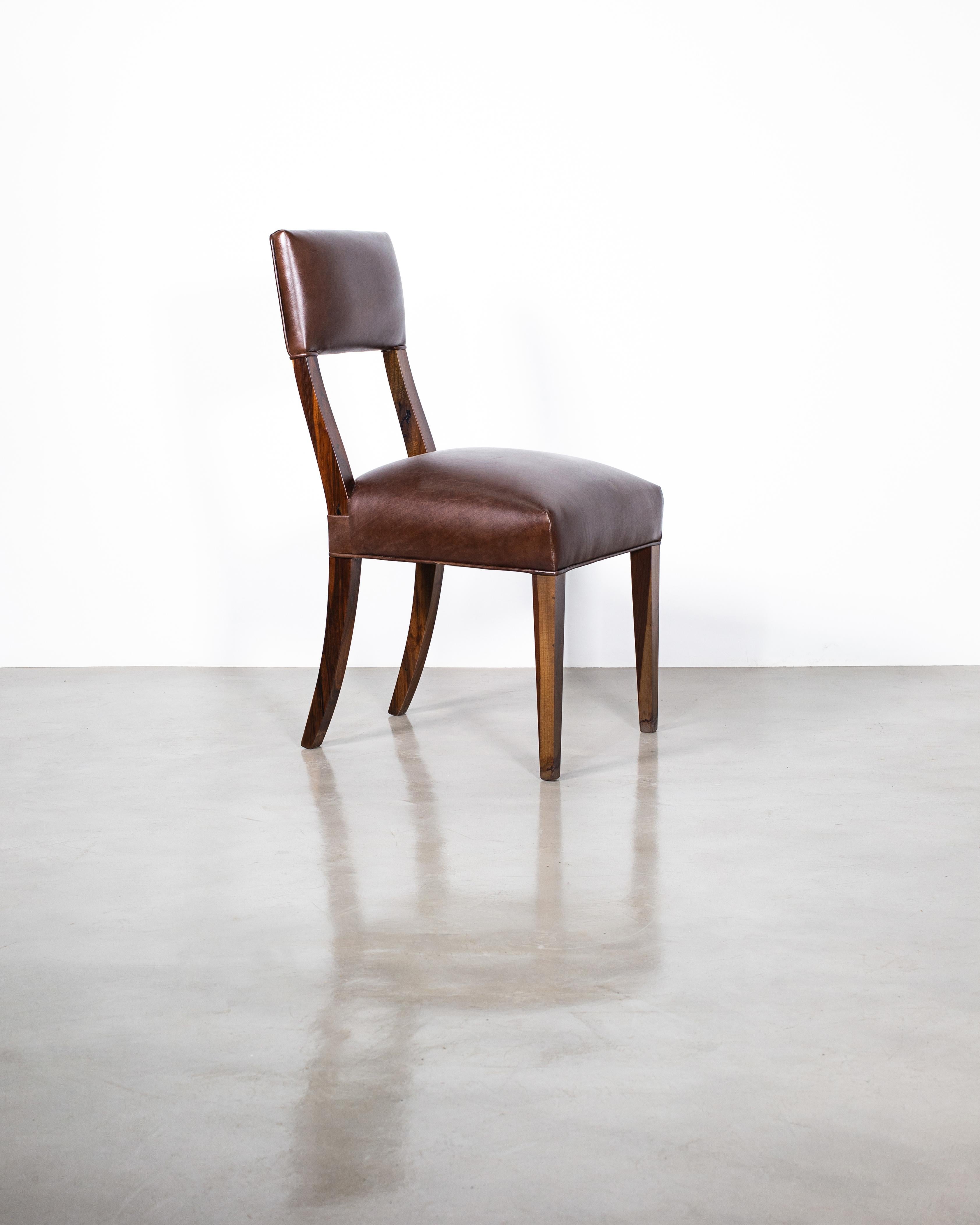 Costantini prides itself in using the hardest and most beautiful hardwoods in the construction of its line of seating. Shown in Argentine Rosewood and black leather, the Luca chair’s gently curved, high back exudes elegance and propriety.

Available