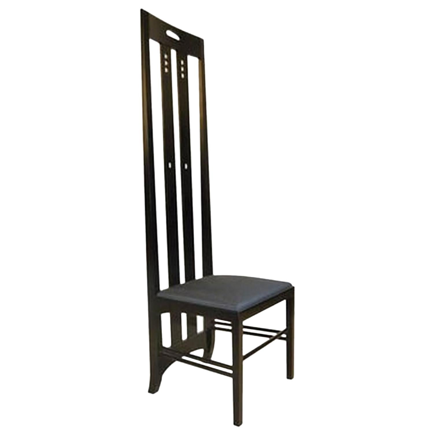 High Back Ebony Finish Ingram Dining Chair Charles Mackintosh for Cassina