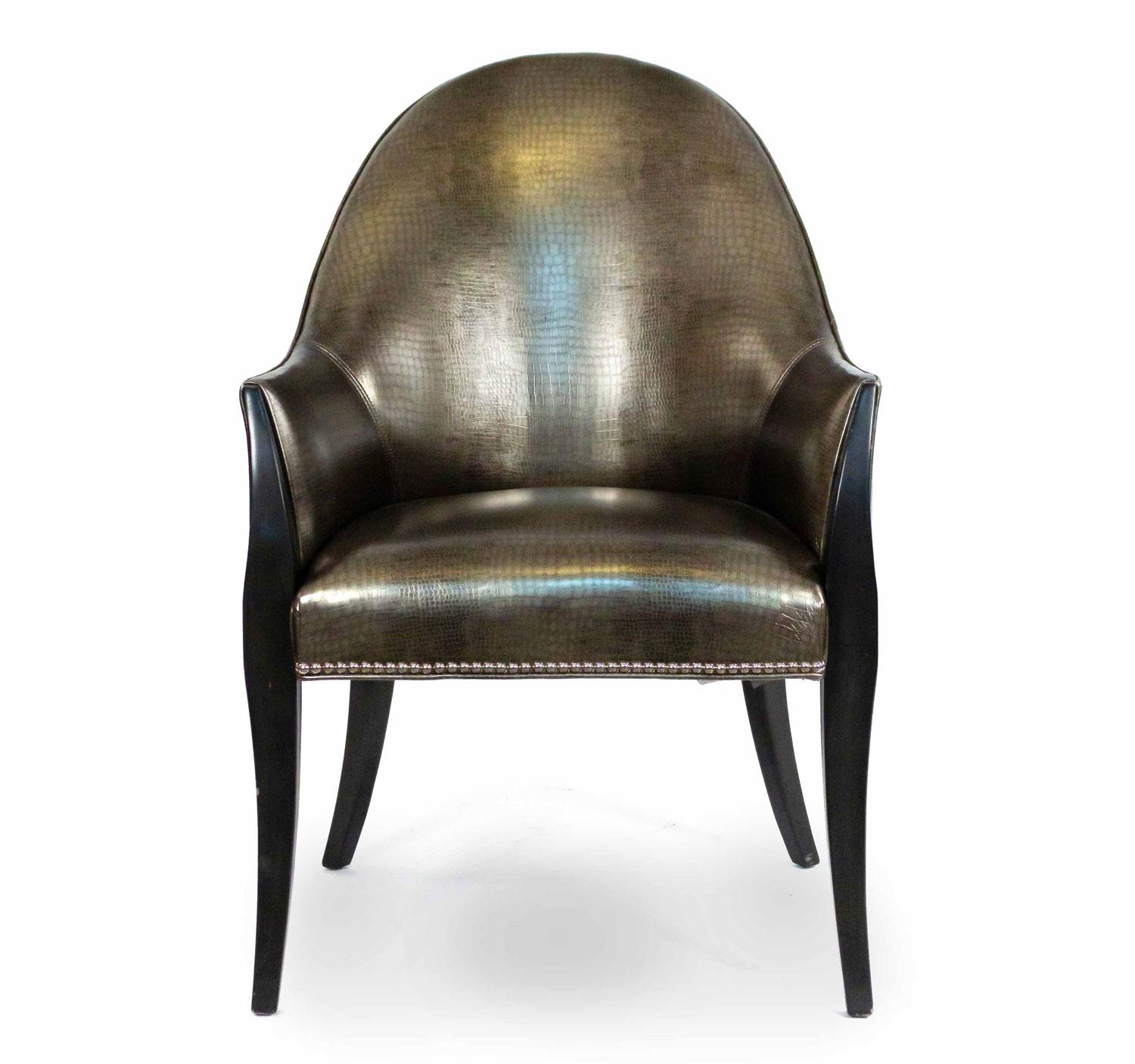 Sessel mit hoher Rückenlehne aus Alligatorlederimitat (Moderne) im Angebot