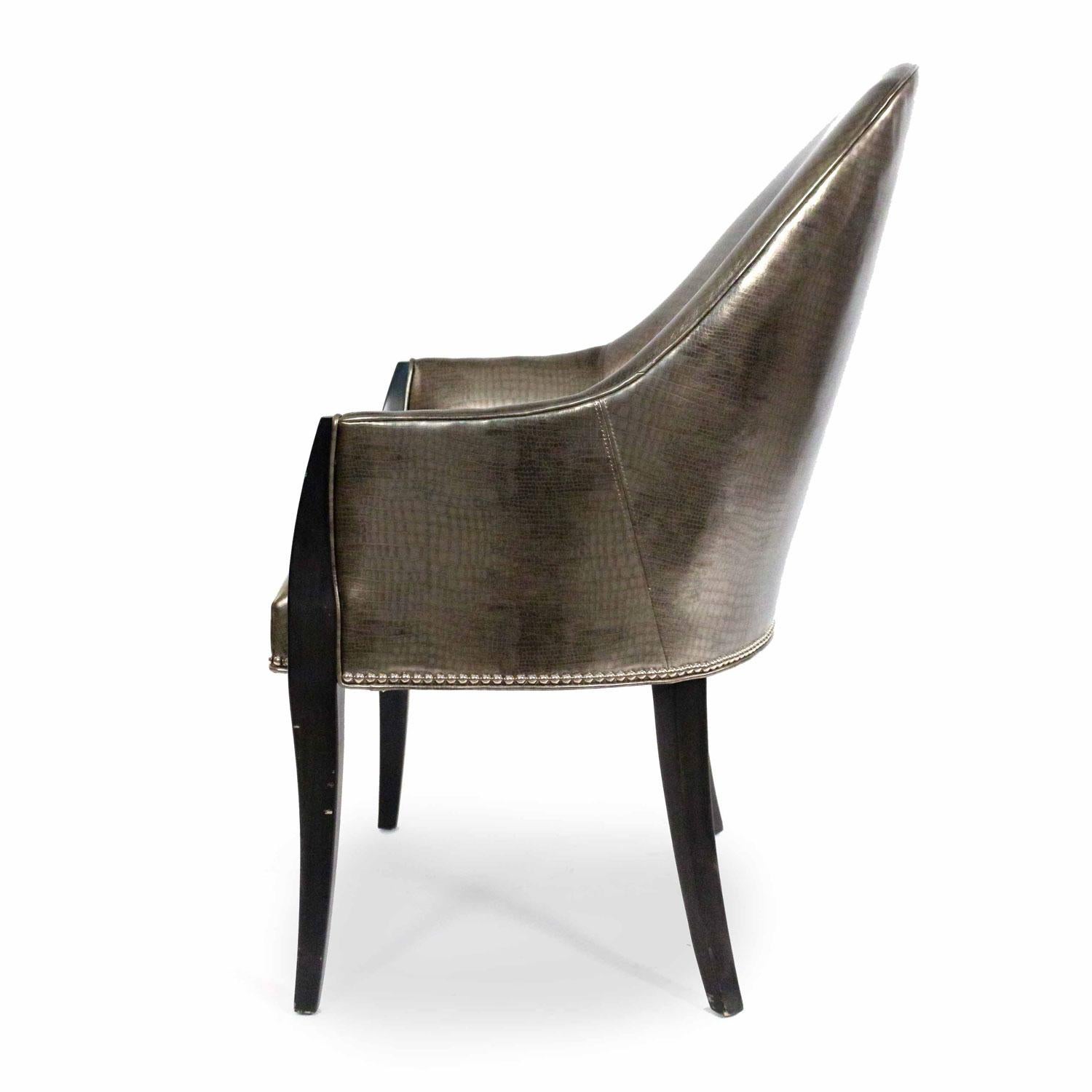 Sessel mit hoher Rückenlehne aus Alligatorlederimitat (Ebonisiert) im Angebot