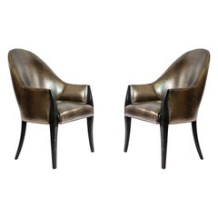 HIgh-back Faux Alligator Armchairs