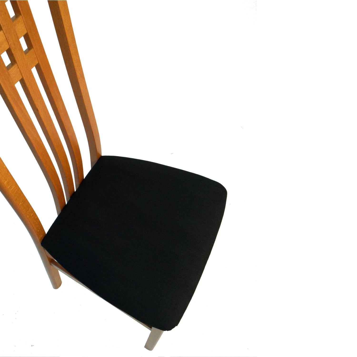 Late 20th Century High Back Frank Lloyd Wright Style Modern Italian Cherry Dining Chairs