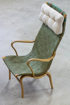 High back green webbing  "Eva/Arbetsstolen 41" by Bruno Mathsson, Sweden, 1950s