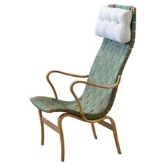 High back green webbing  "Eva/Arbetsstolen 41" by Bruno Mathsson, Sweden, 1950s