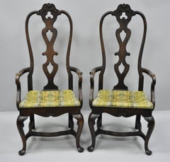 High Back Italian Baroque or Swedish Rococo Style Dining Armchairs Chairs a Pair
