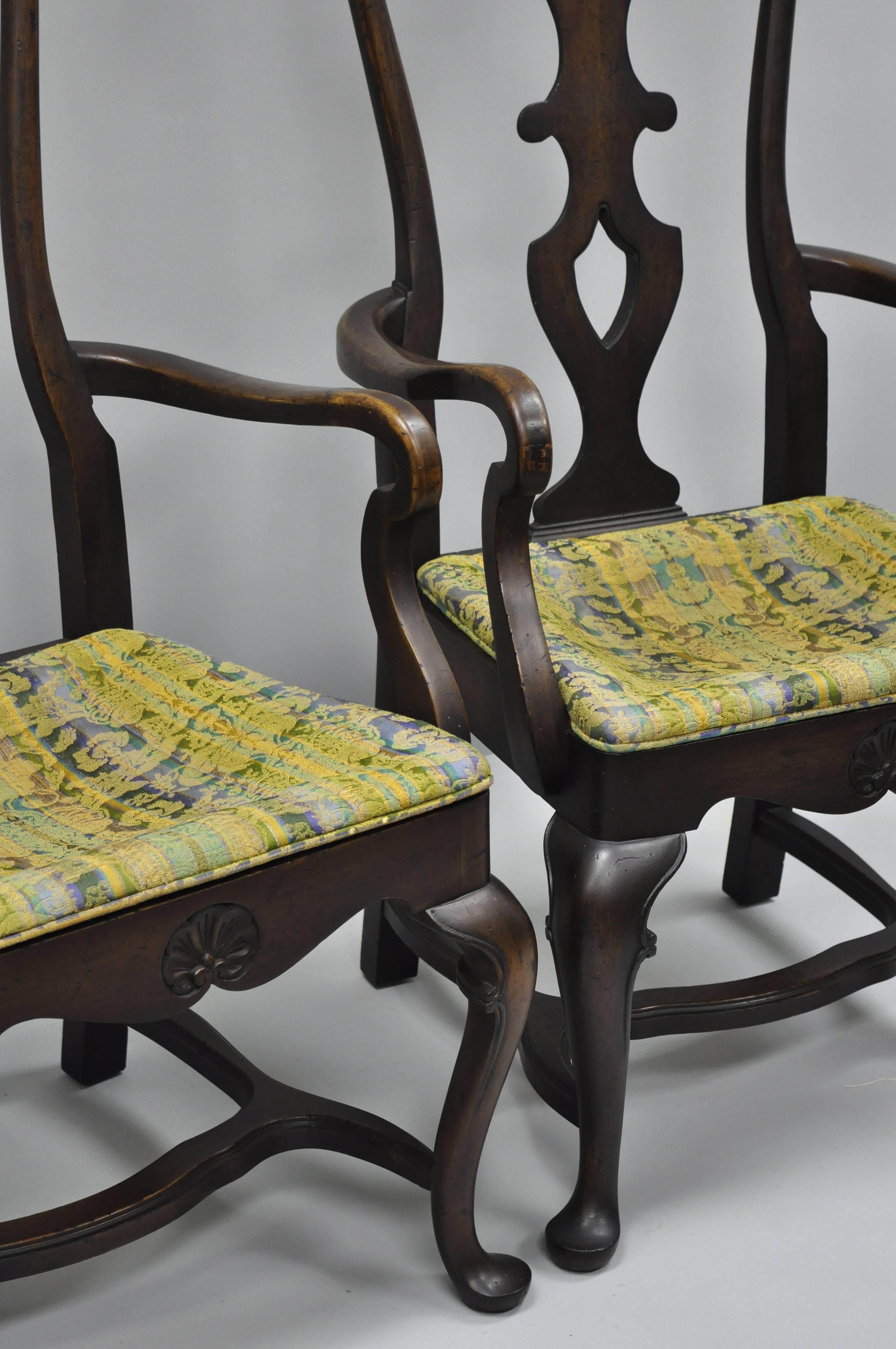 High Back Italian Baroque or Swedish Rococo Style Dining Armchairs Chairs a Pair For Sale 2