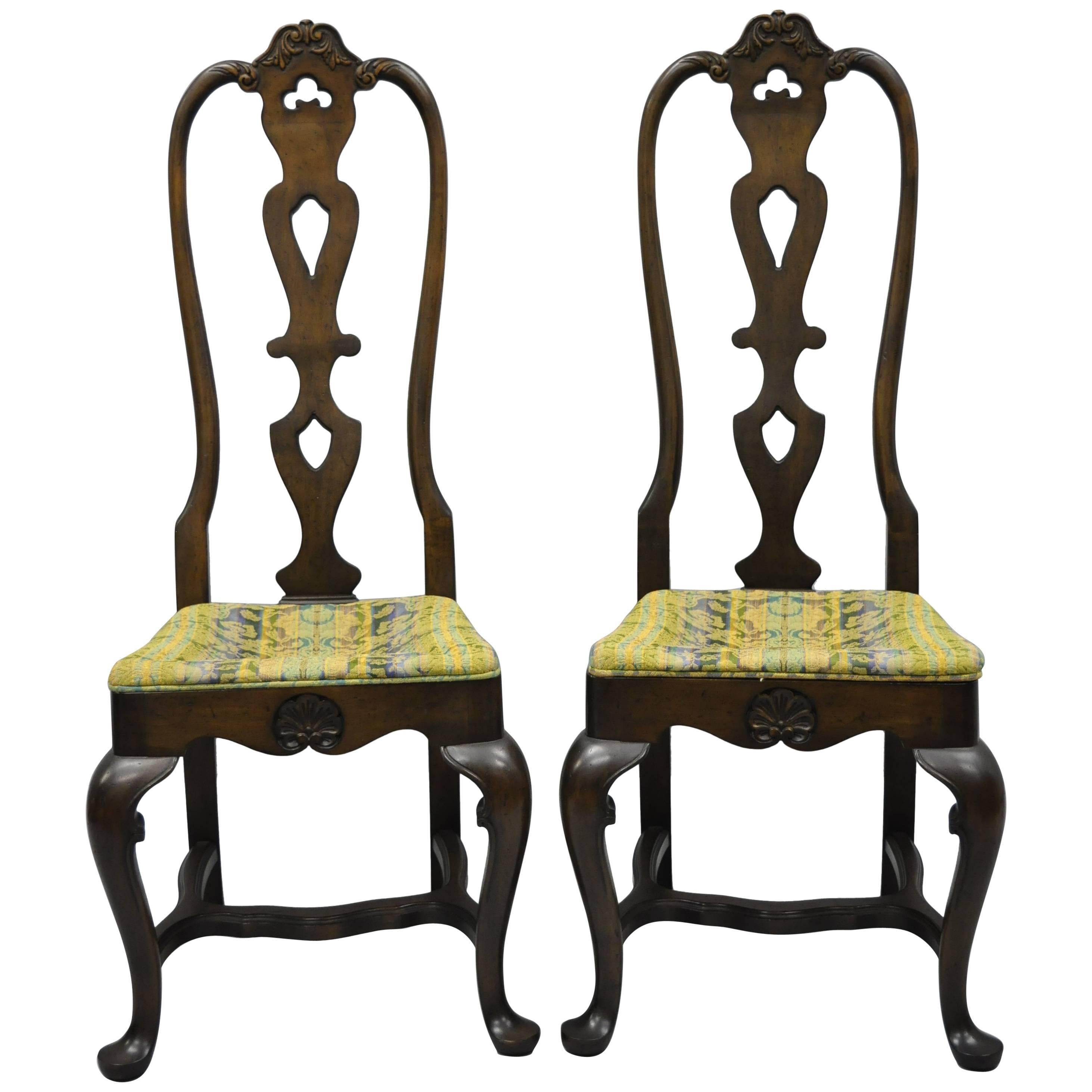 High Back Italian Baroque or Swedish Rococo Style Dining Side Chairs a Pair