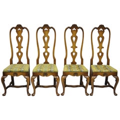 Set di quattro sedie da pranzo con schienale alto in stile barocco italiano o rococò svedese