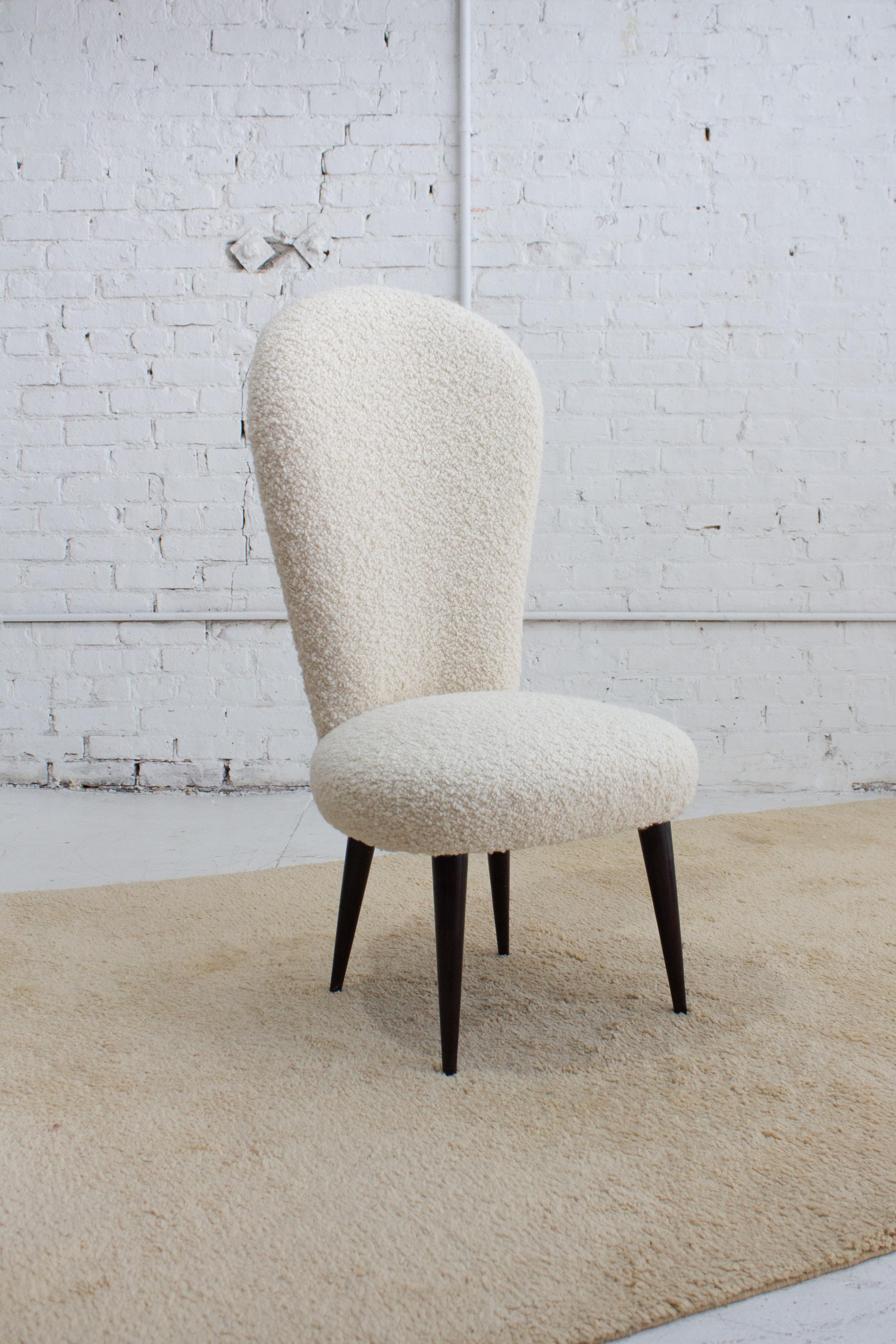 High Back Italian Chairs in Cream Bouclé - a Pair For Sale 8