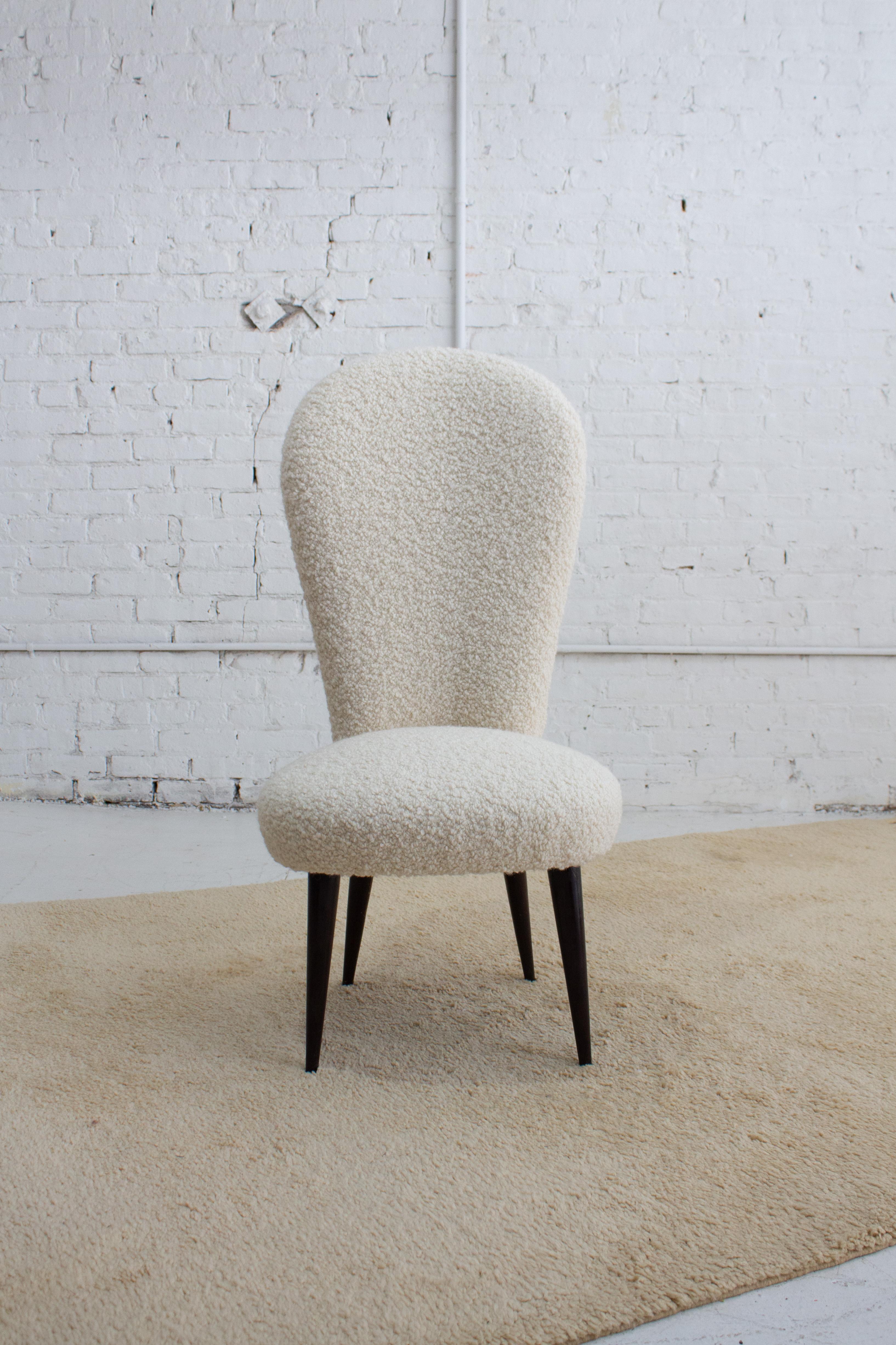 High Back Italian Chairs in Cream Bouclé - a Pair For Sale 9