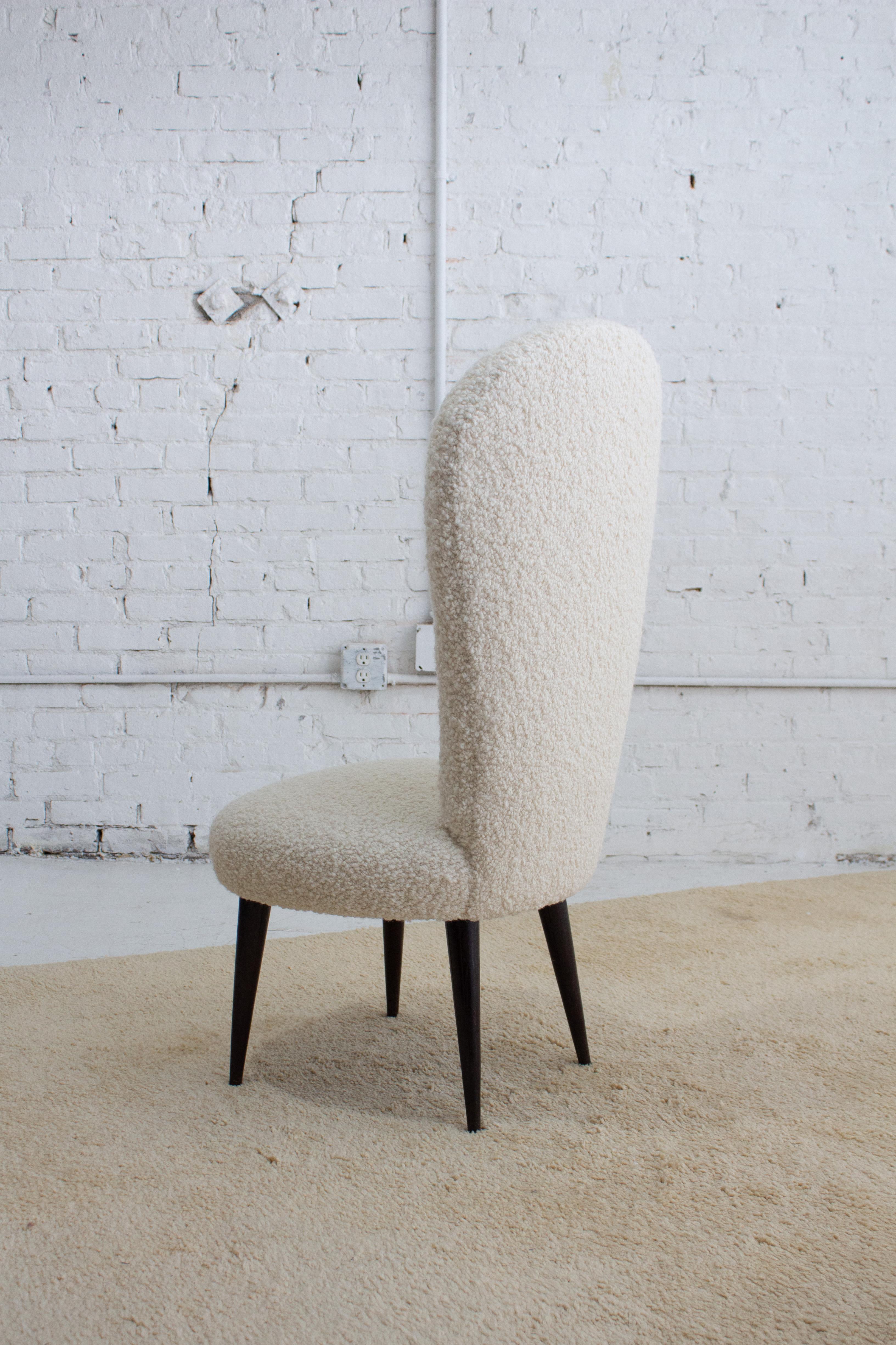 High Back Italian Chairs in Cream Bouclé - a Pair For Sale 10