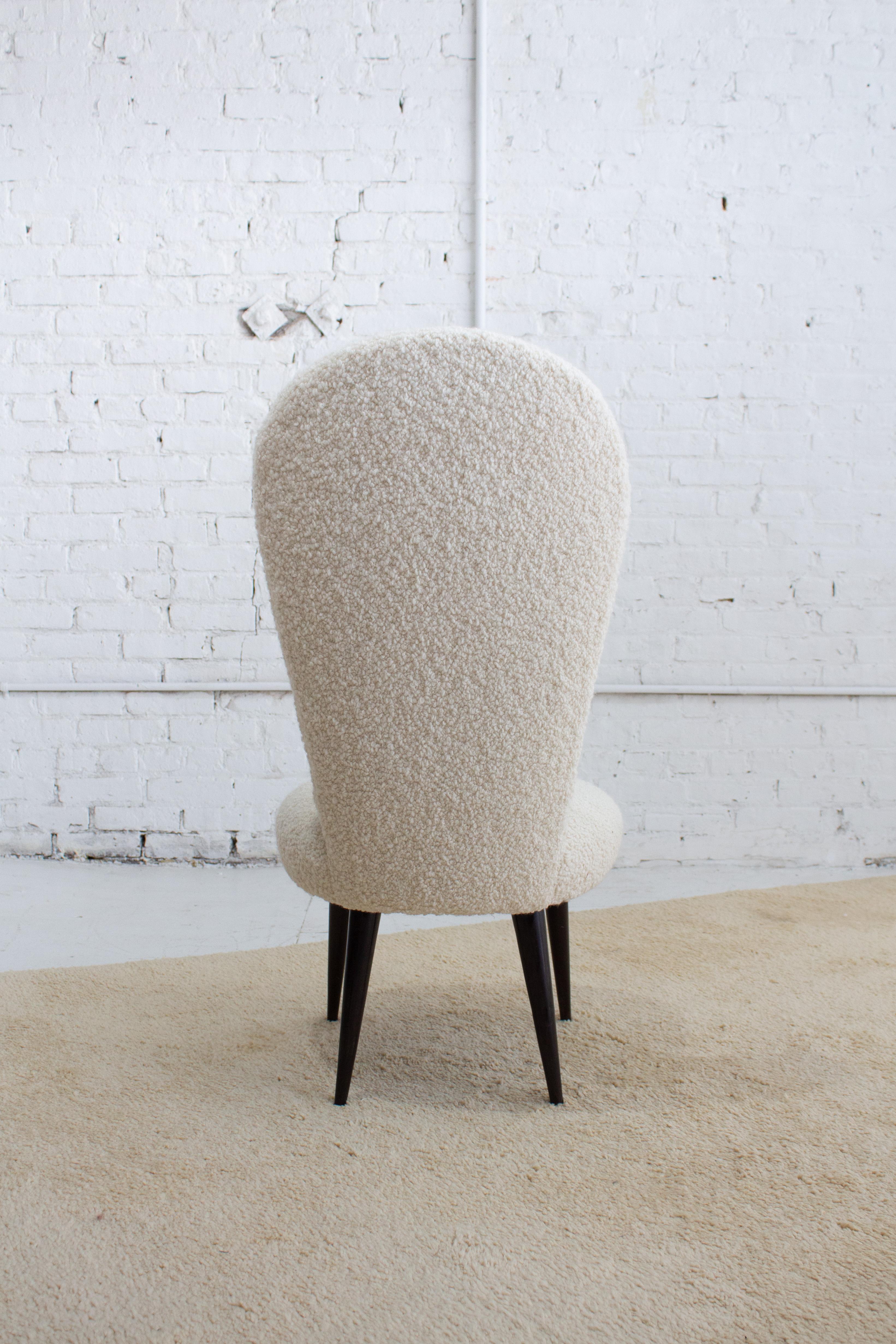 High Back Italian Chairs in Cream Bouclé - a Pair For Sale 11