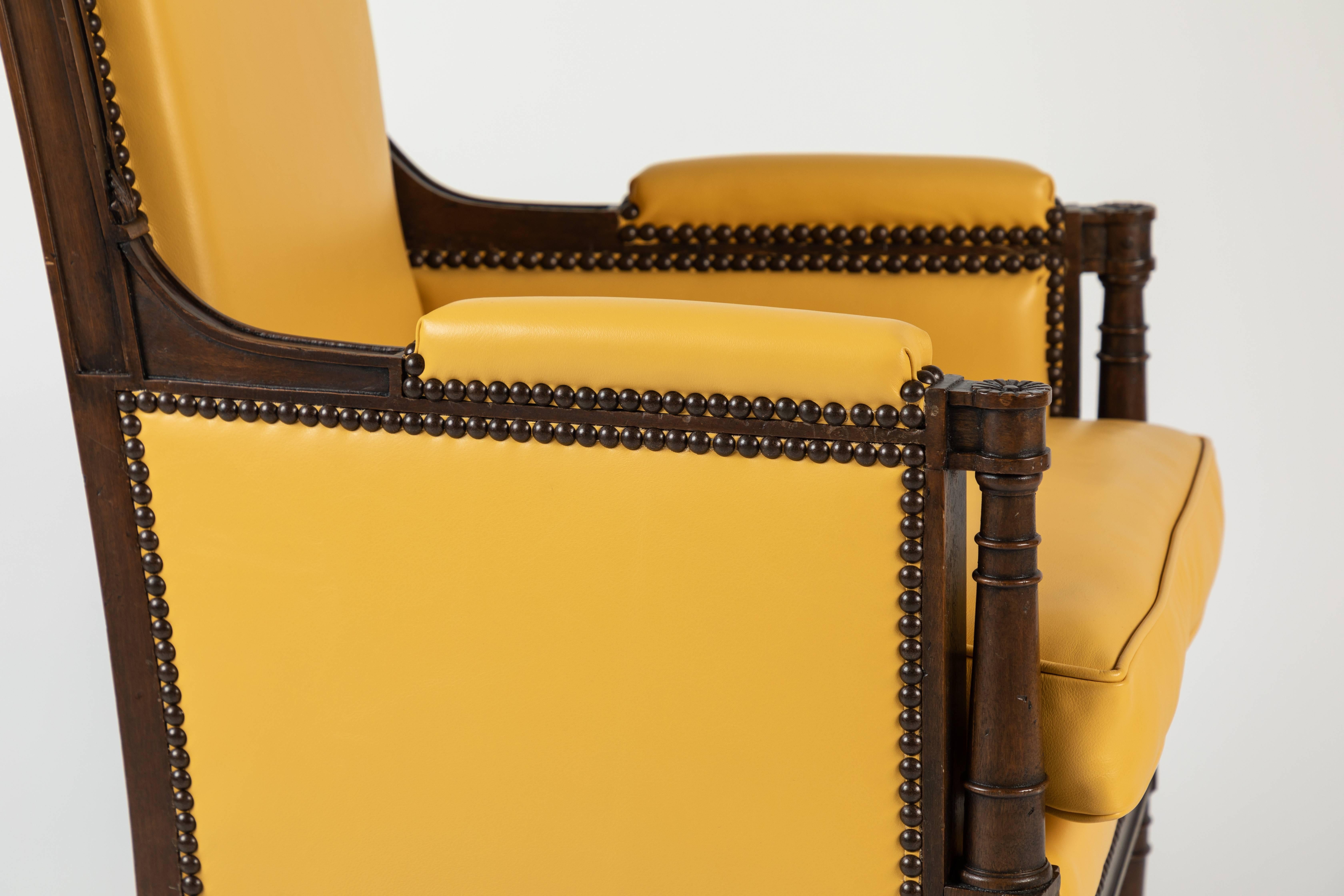 High Back Leather Armchair by Yale R. Burge (Leder)