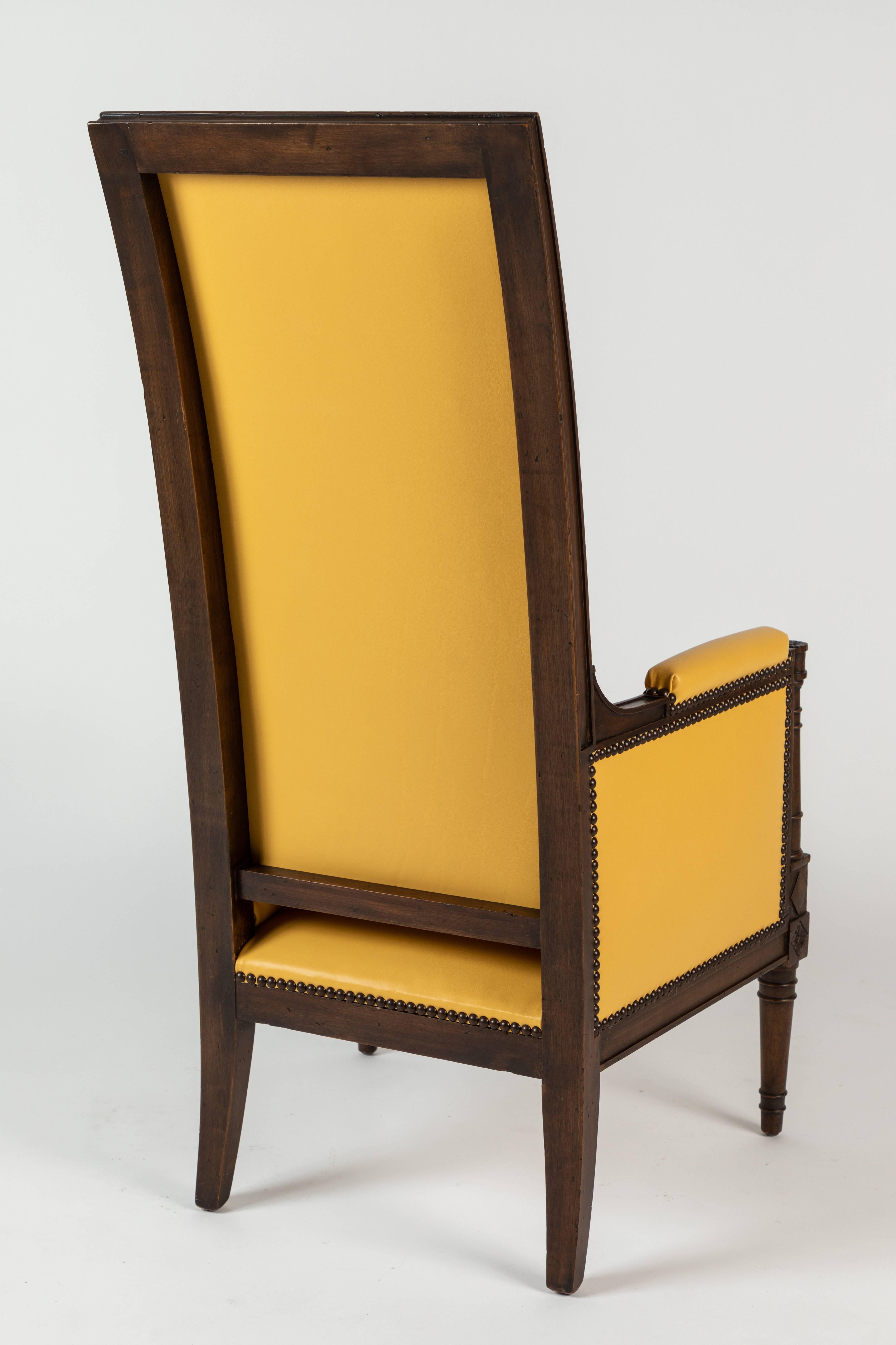 High Back Leather Armchair by Yale R. Burge 1