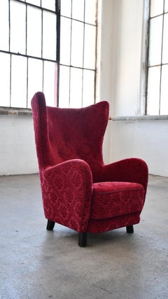 High Back Lounge Chair Attributed to Flemming Lassen Denmark 1940's