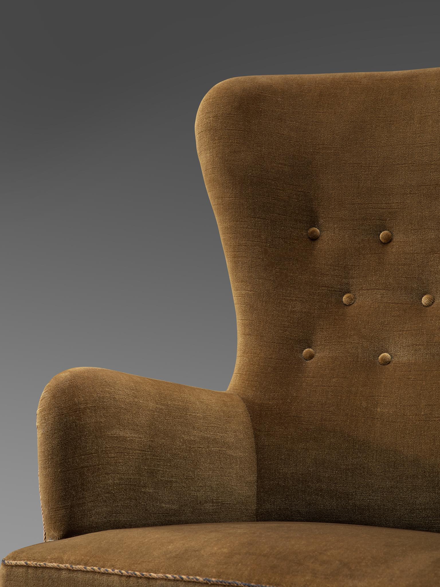 Mid-20th Century High Back Lounge Chair by Frits Henningsen, Denmark, 1930s