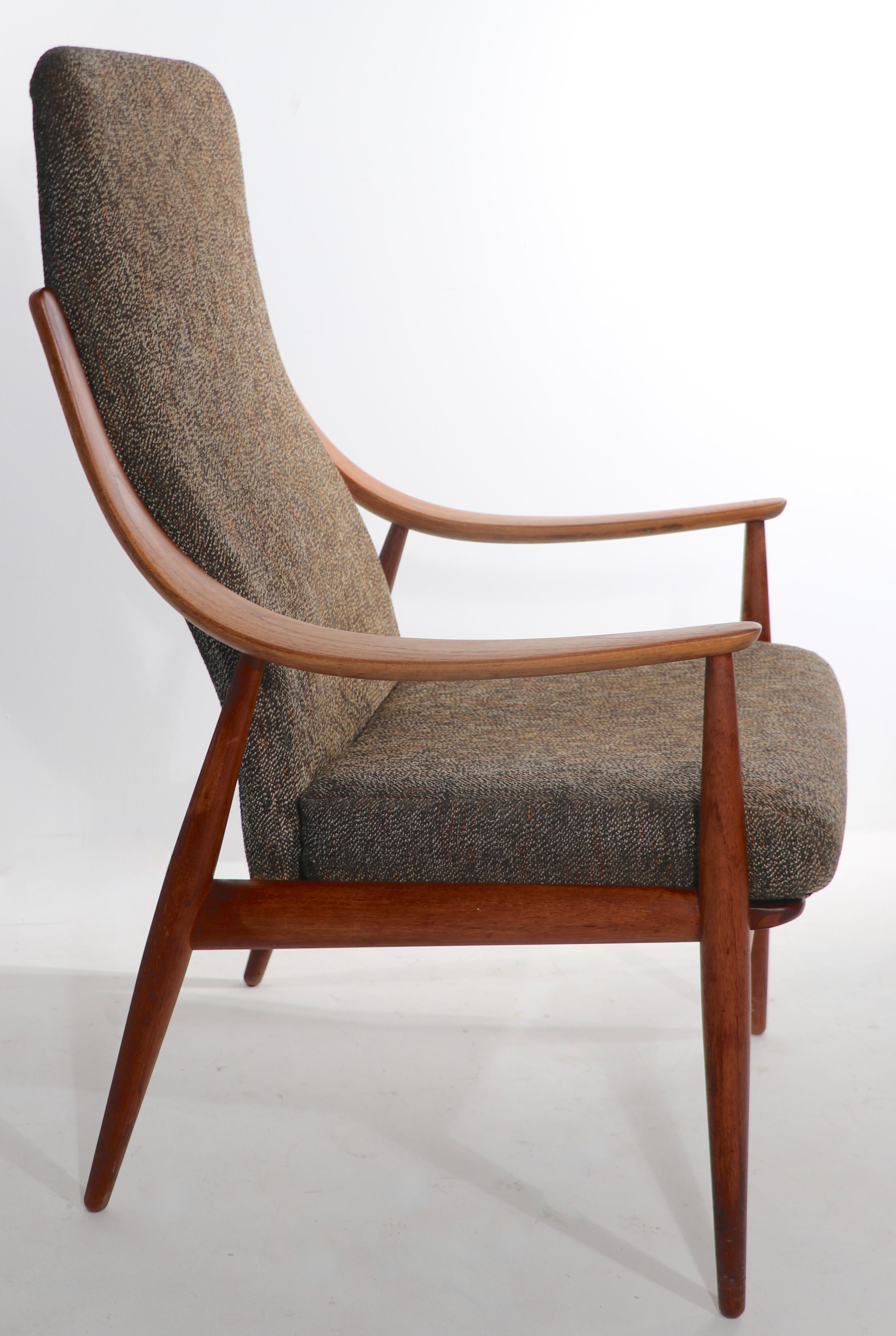 Scandinavian Modern High Back Lounge Chair by Hvidt and Molgaard, Nielsen For Sale