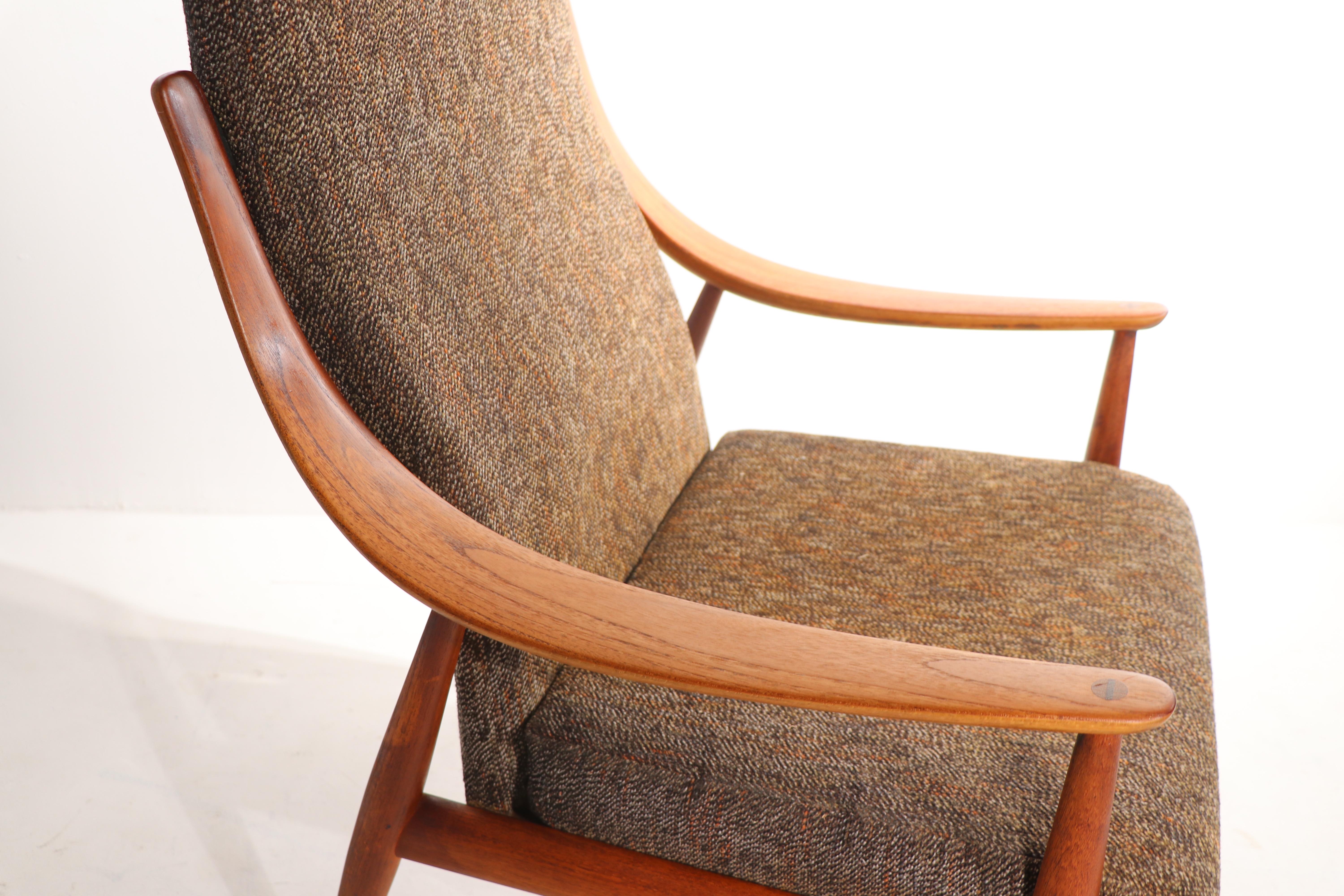 Upholstery High Back Lounge Chair by Hvidt and Molgaard, Nielsen For Sale