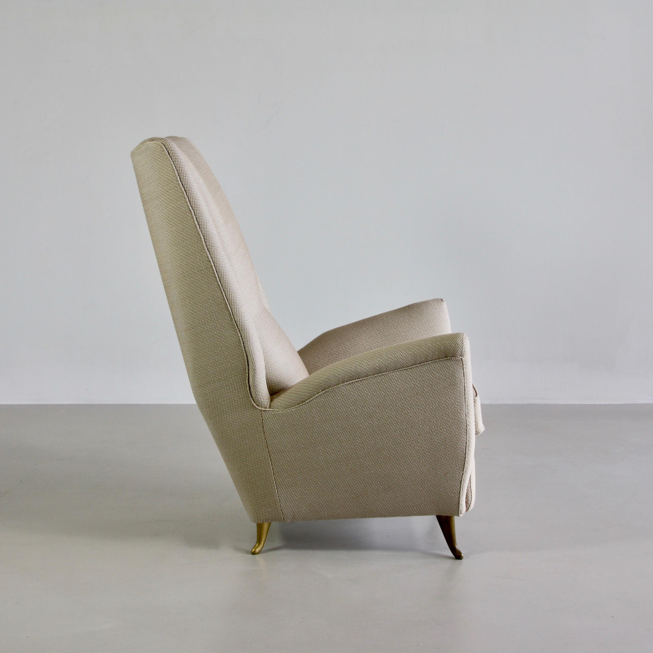 Mid-Century Modern High Back Lounge Chair by I.S.A. Bergamo, Attributed to Gio Ponti