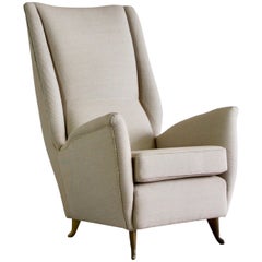 High Back Lounge Chair by I.S.A. Bergamo, Attributed to Gio Ponti