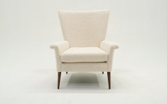 High Back Lounge Chair by Paul McCobb. Expertly Restored in Off White Boucle.