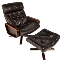 High-back Lounge Chair & Ottoman by Soda Galvano for Vatne Mobler, Norway, 1970s