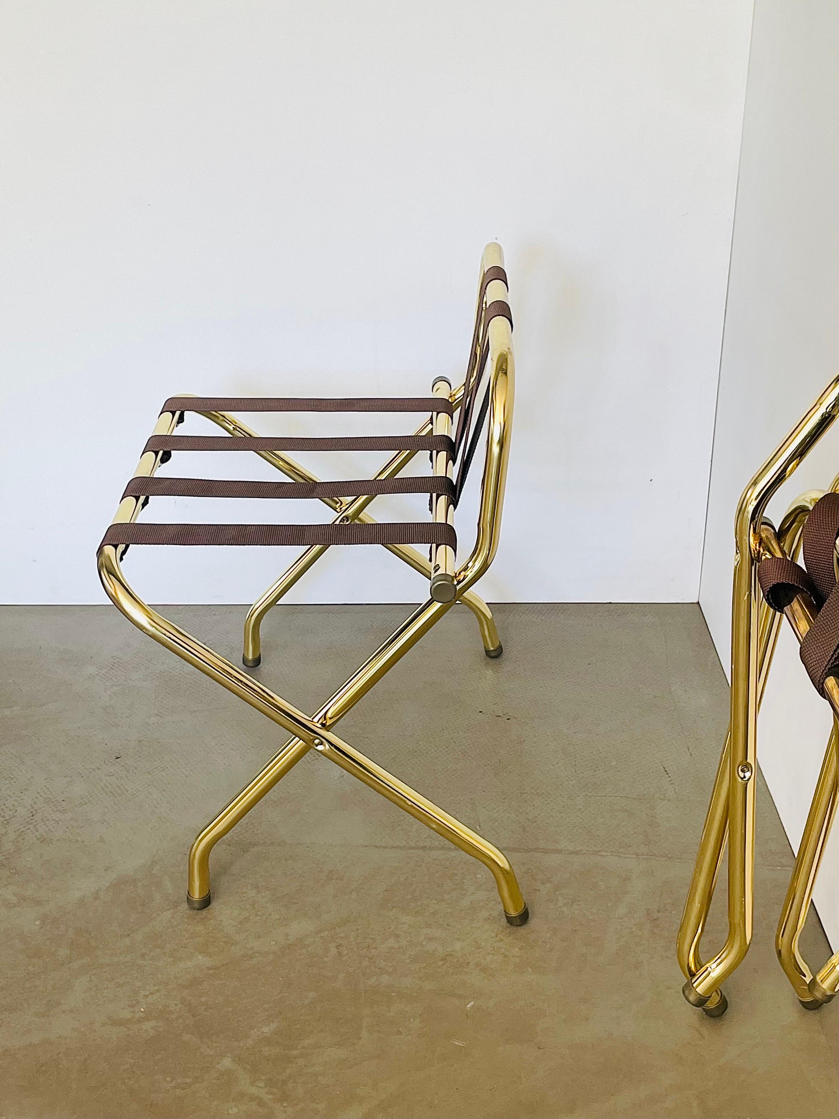 Late 20th Century High Back Luggage Bagage Rack in Brass NOS, 10 Available For Sale