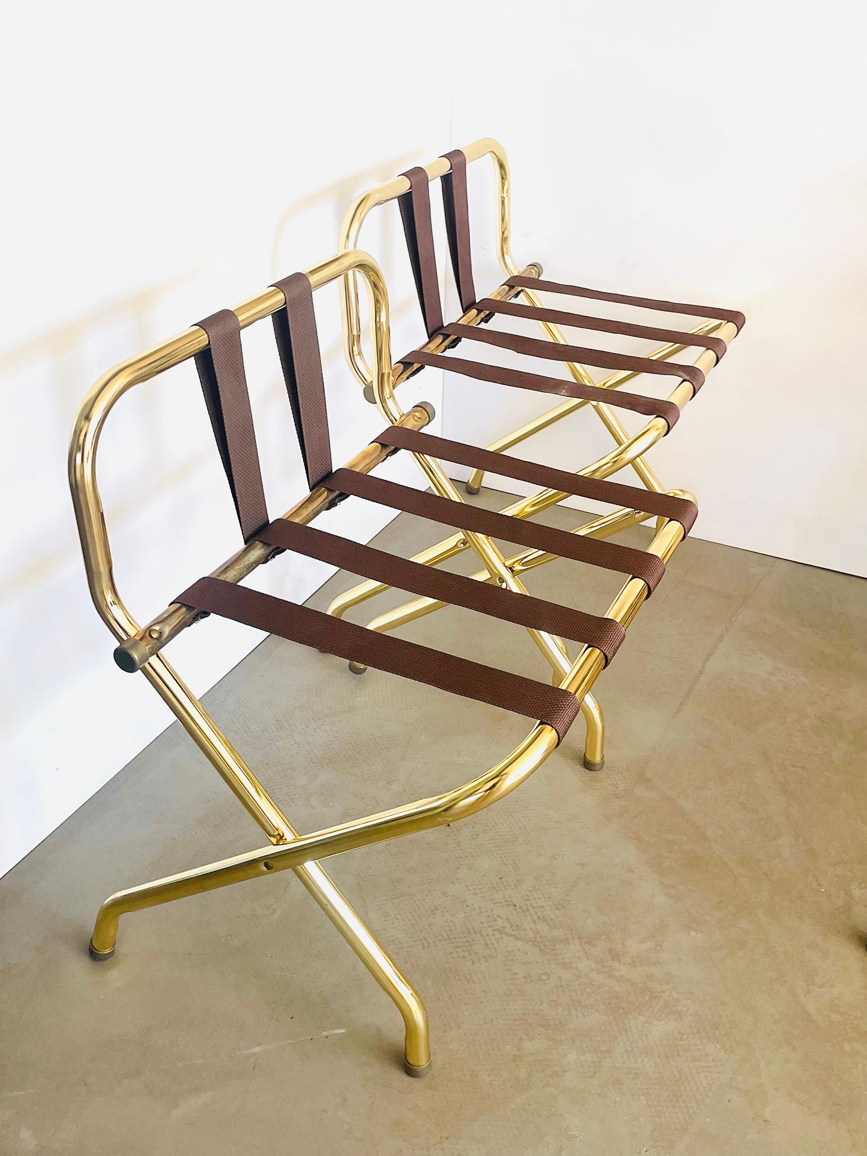 High Back Luggage Bagage Rack in Brass NOS, 10 Available For Sale 1