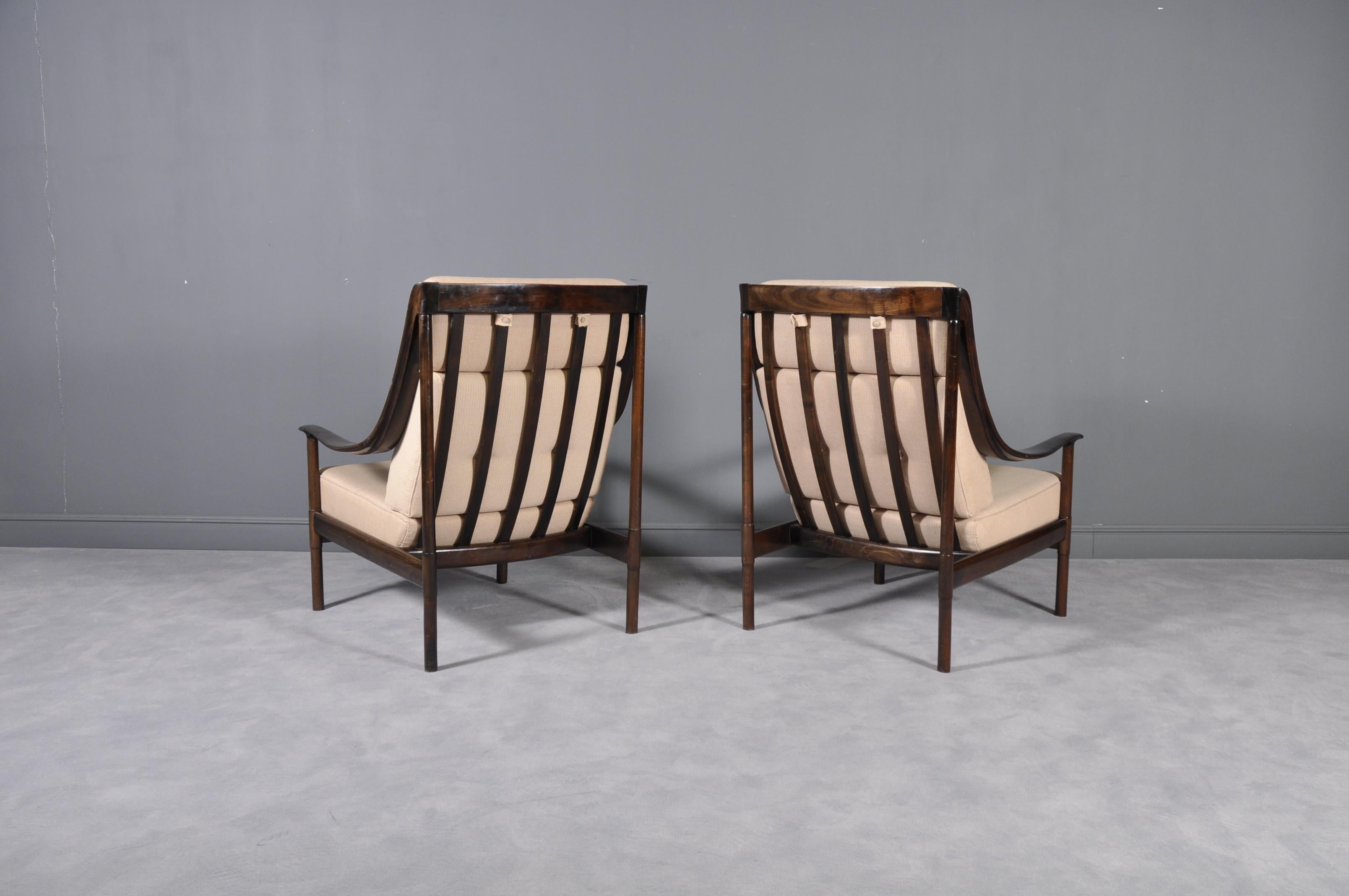 High Back Mahogany Lounge Chairs from Walter Knoll, 1960s, Set of 2 In Excellent Condition In Bucharest, RO