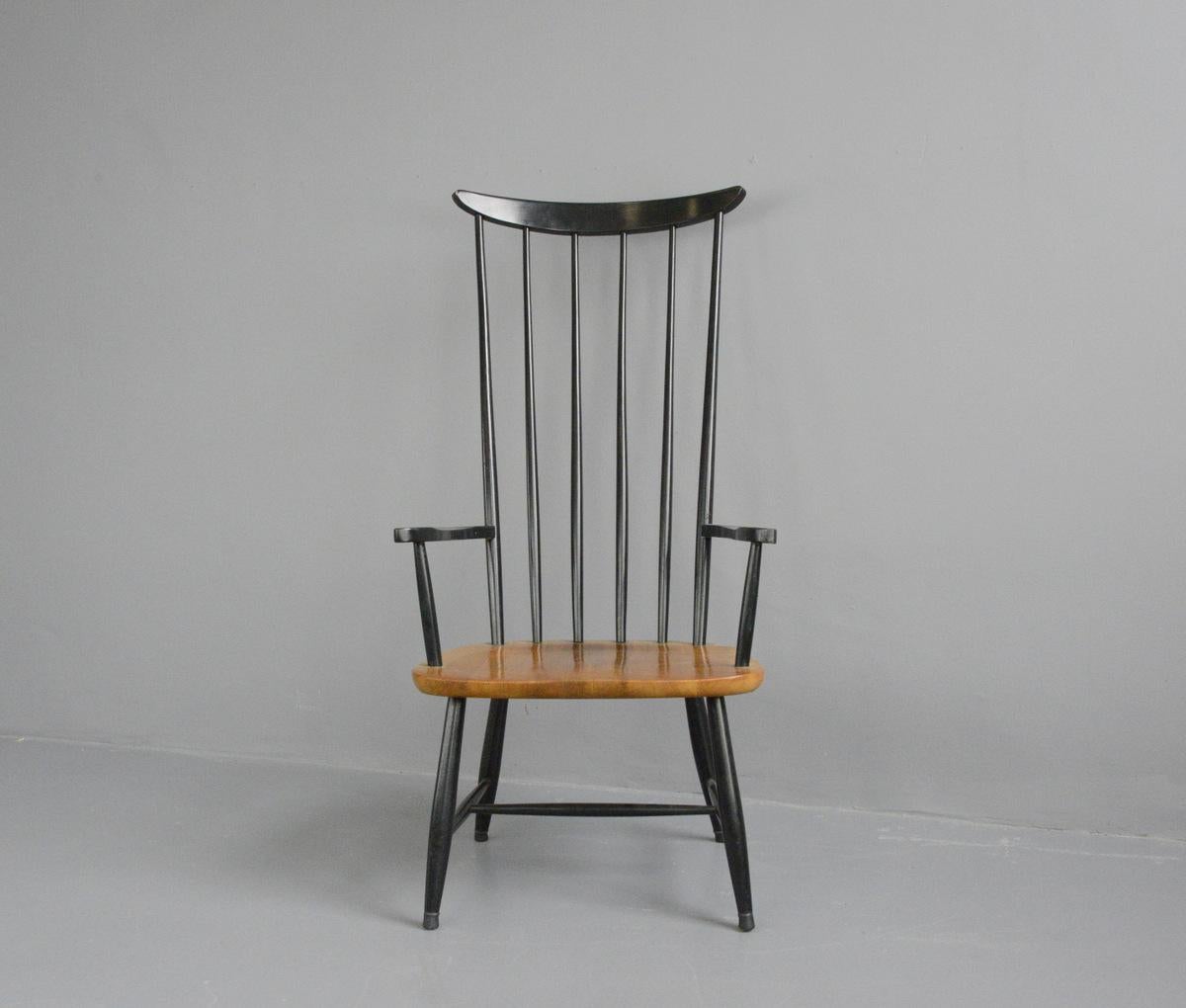 Finnish High Back Midcentury Chair by Ilmari Tapiovaara, circa 1960s
