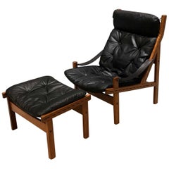 High Back Mid-century Danish leather chair- Hunter chair by Torbjorn Afdal
